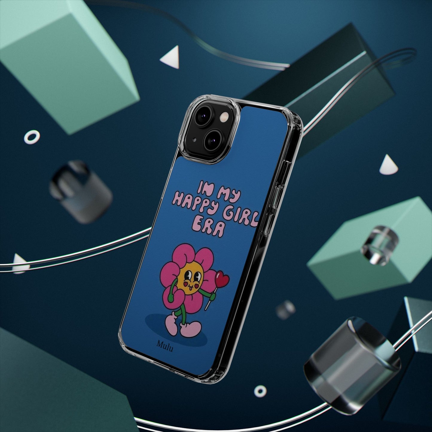Clear Impact-Resistant Phone Case — “I’m My Happy Girl Era” Cute Flower Design