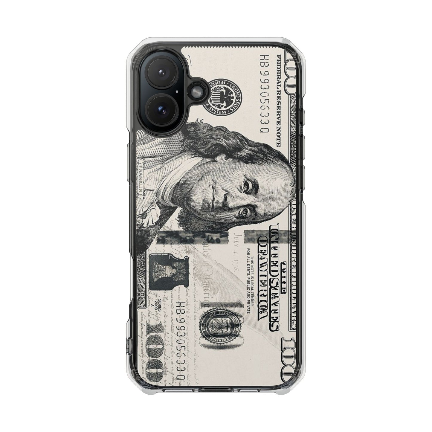 Clear Magnetic Phone Case — Hundred Dollar Bill Design