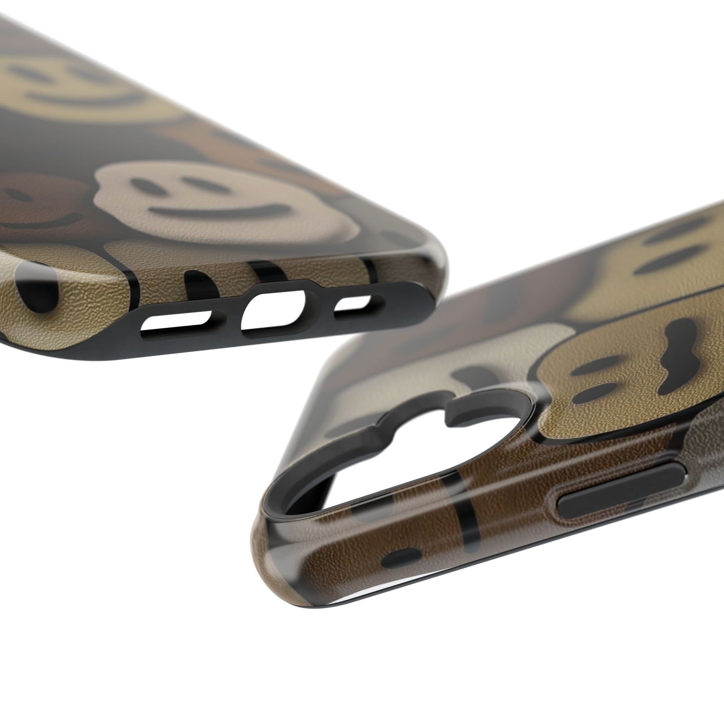 Magnetic Impact-Resistant Case — Brown Smiley Tile Phone Cover