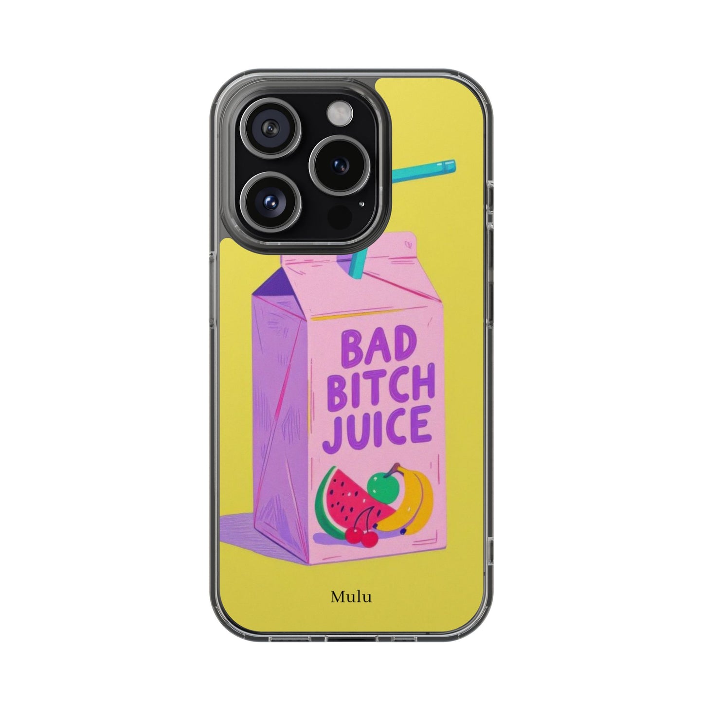 Clear Impact-Resistant Phone Case — "Bad Bitch Juice" Cartoon Juice Box Design
