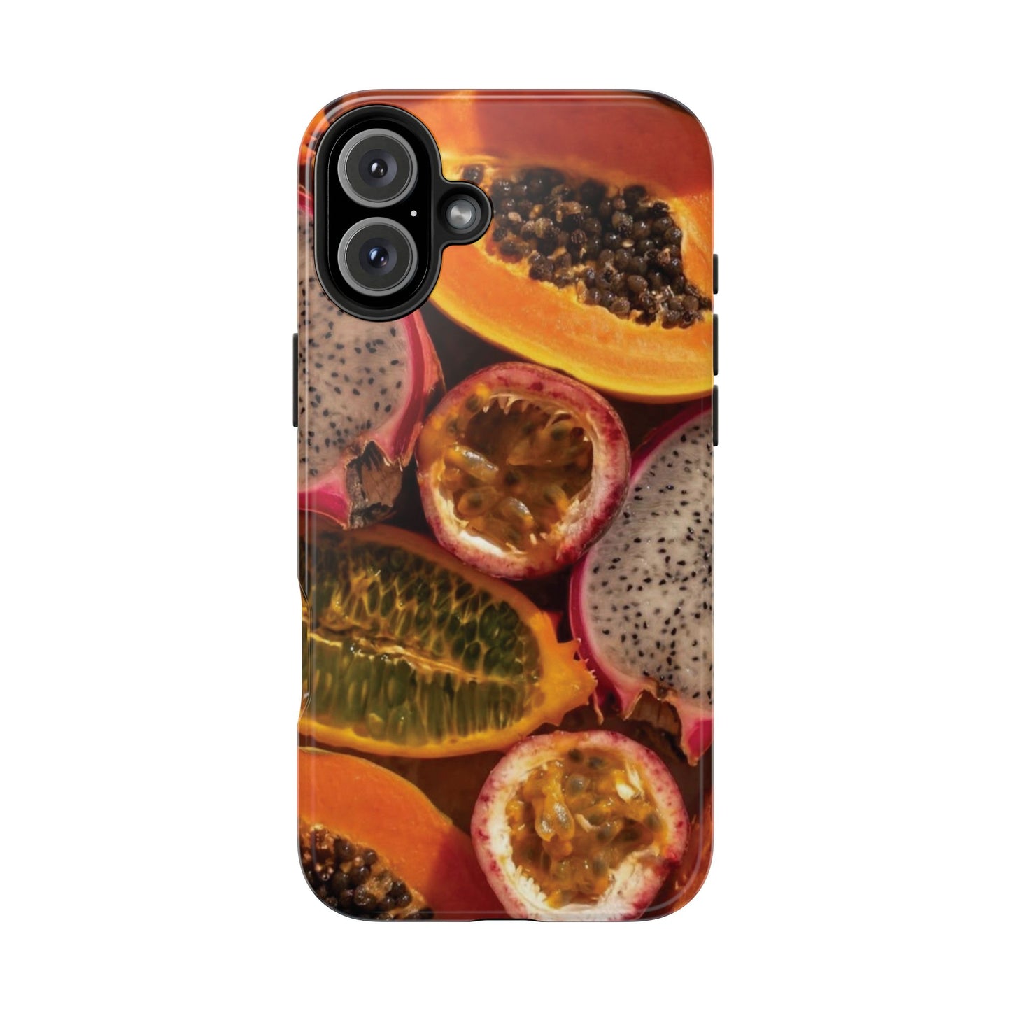 Tropical Fruit Tough Phone Case — Papaya & Dragon Fruit Design