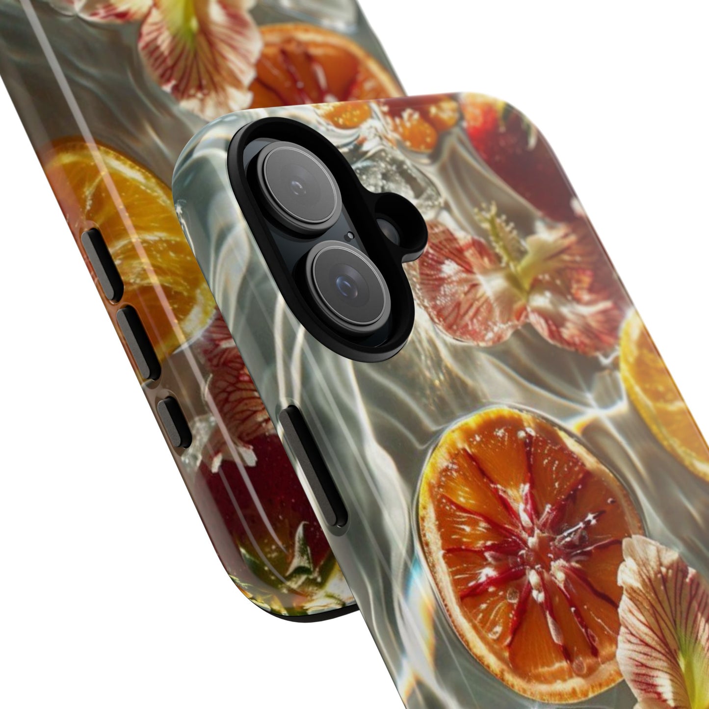 Citrus & Hibiscus Protective Phone Case – Summer Fruit Water Print Tough Case