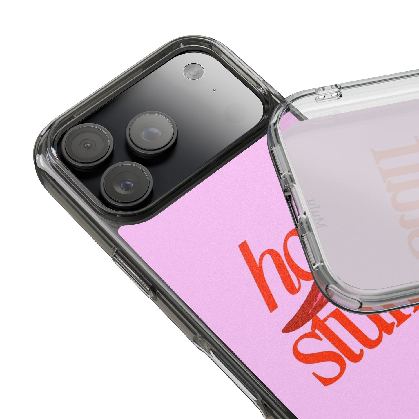 Hot Stuff Clear Impact Phone Case — Pink Retro Typography iPhone Cover