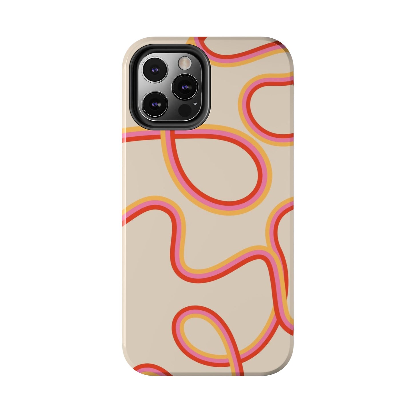 Retro Swirl Tough Phone Case — Beige Pink Orange Abstract Protection
