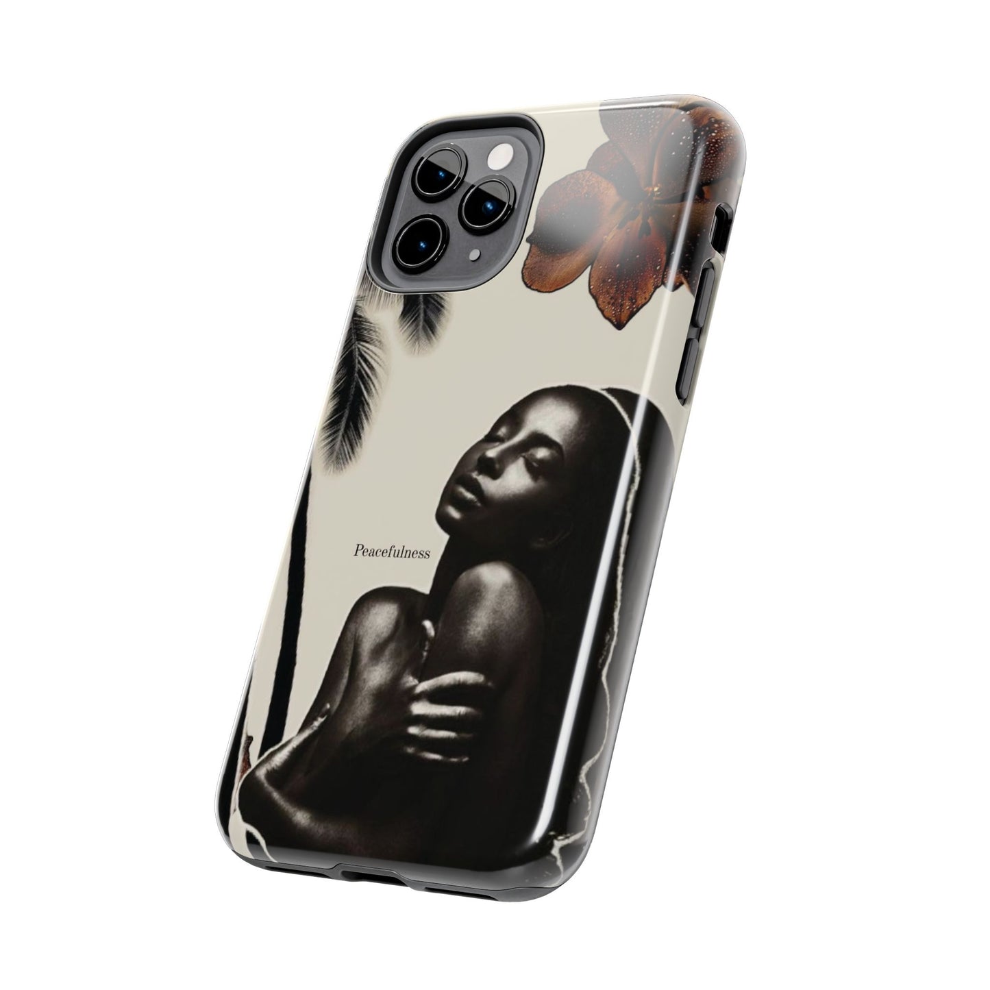 Tough Phone Case — "Peacefulness" Artistic Black Woman Floral Design