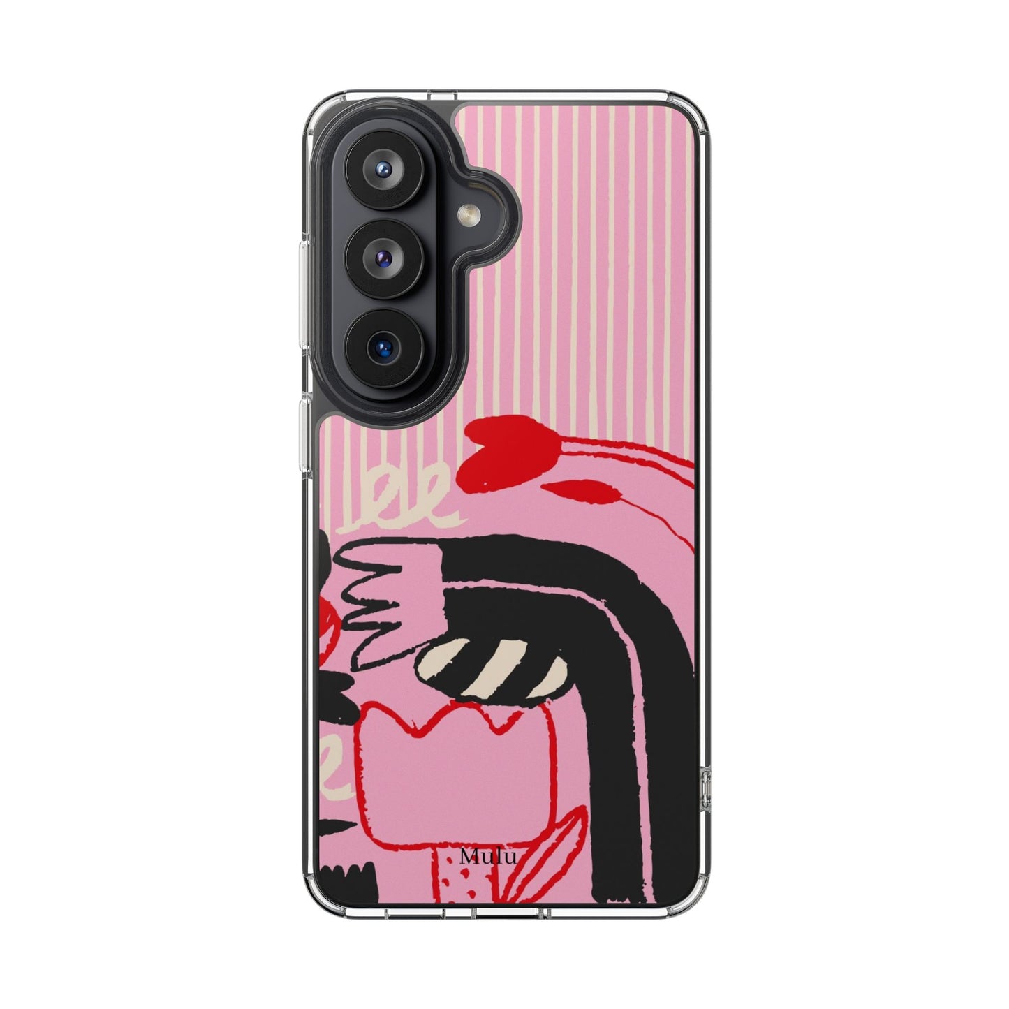 Clear Impact-Resistant Case — Pink Cute Heart Cartoon Design