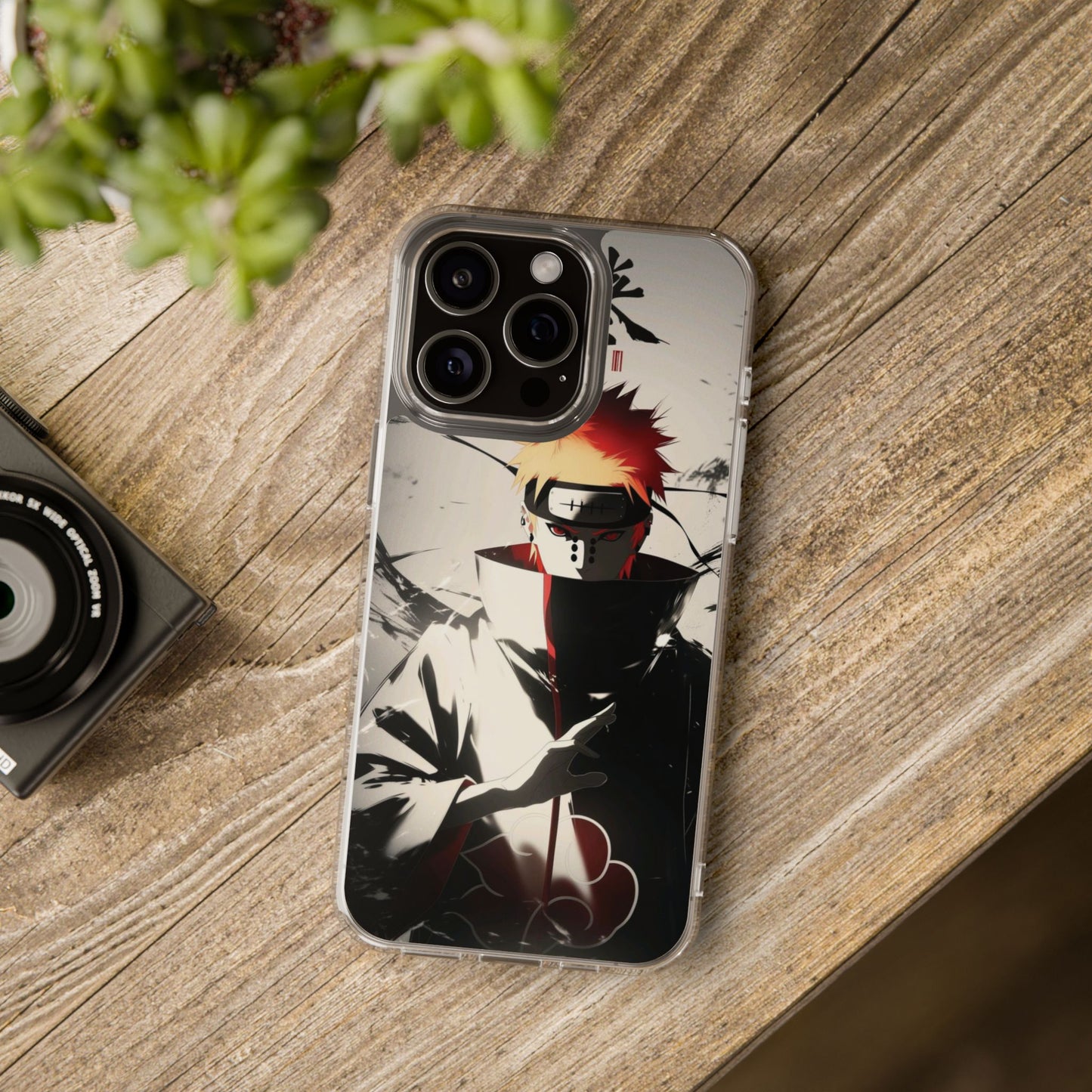 Clear Impact-Resistant Phone Case — Anime Akatsuki Shadow Design