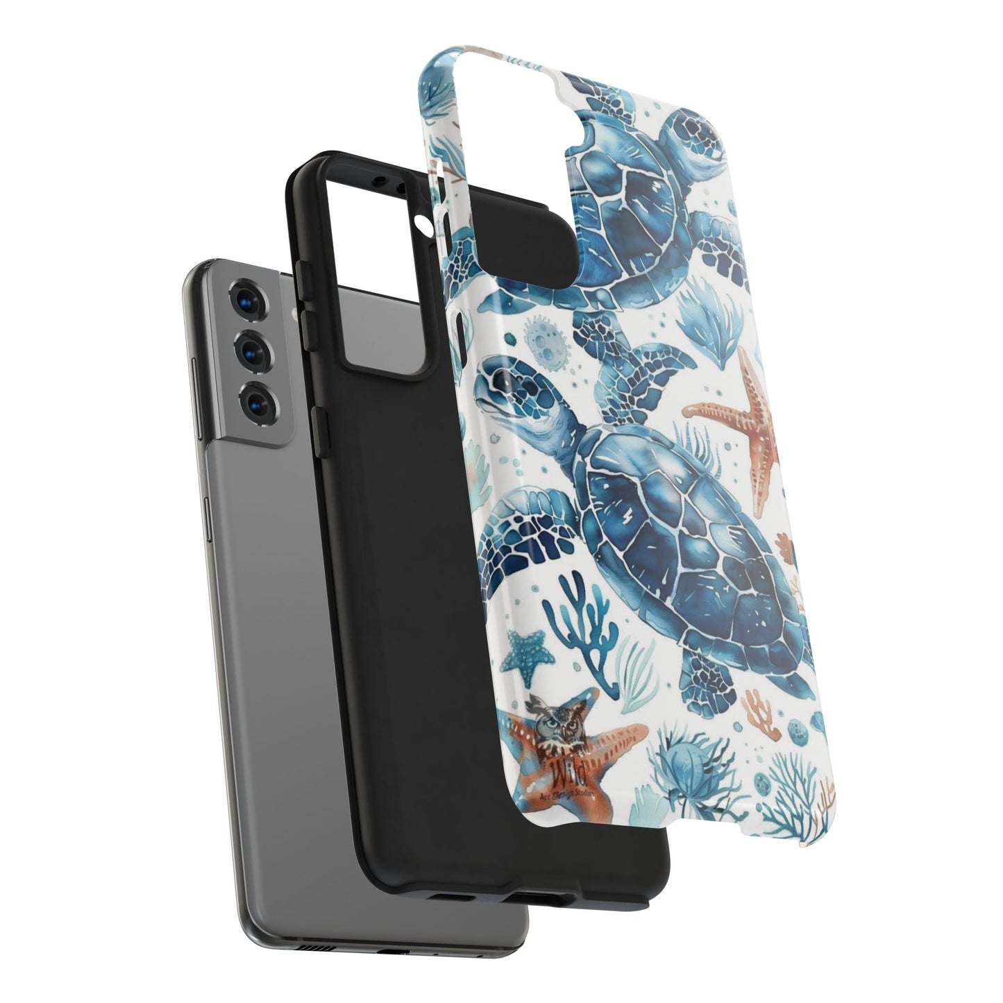 Sea Turtle Tough Phone Case — Blue Ocean Marine Life Protective Cover