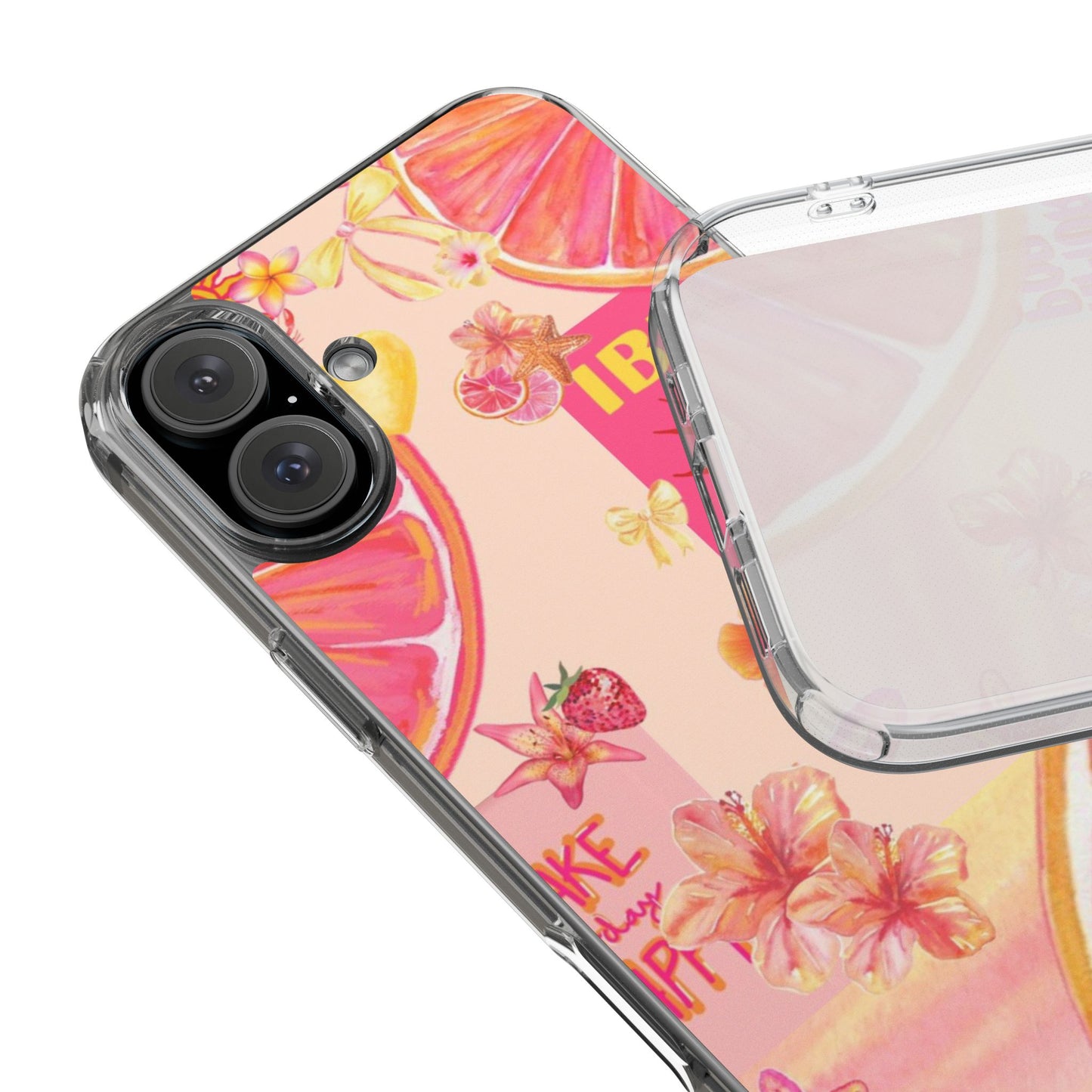 Clear Impact Phone Case — Pink Ibiza Citrus Floral Design