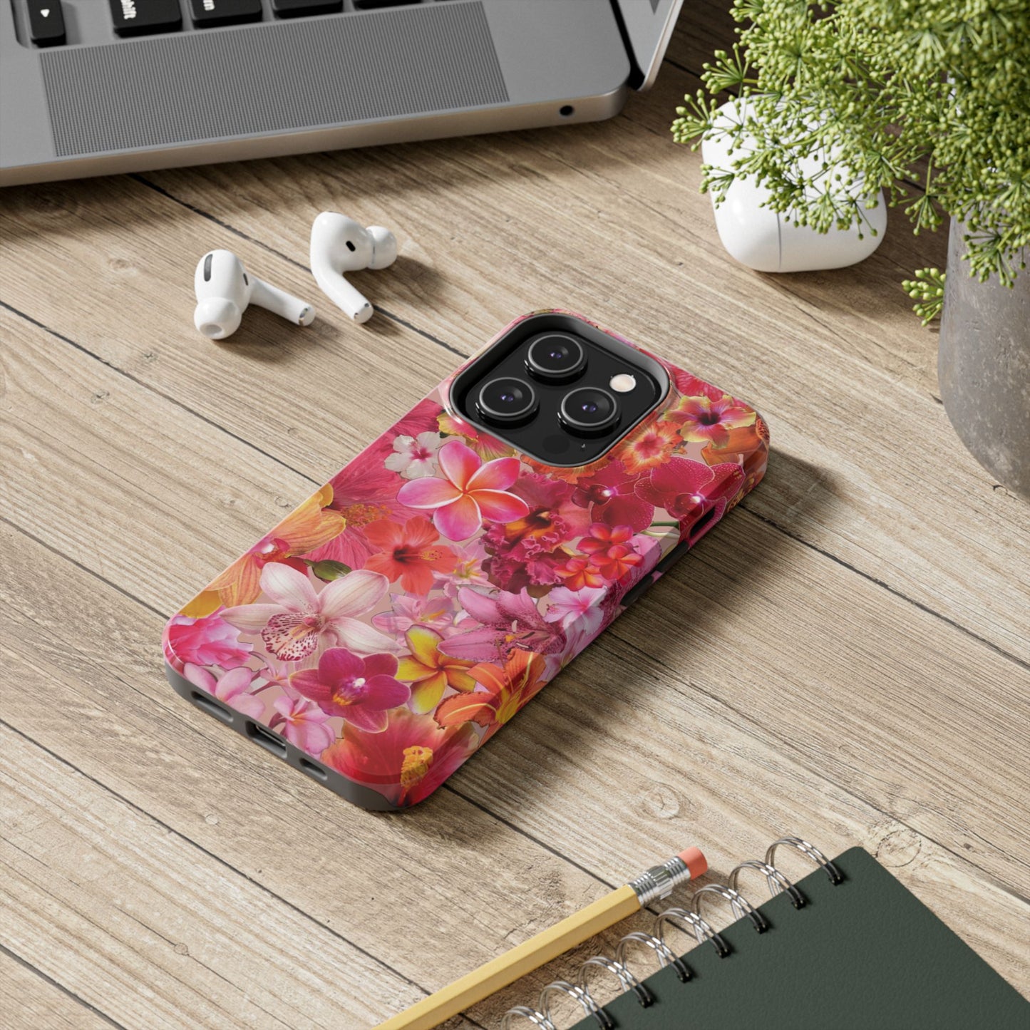 Tough Phone Case — Pink Tropical Floral Orchids Phone Cover