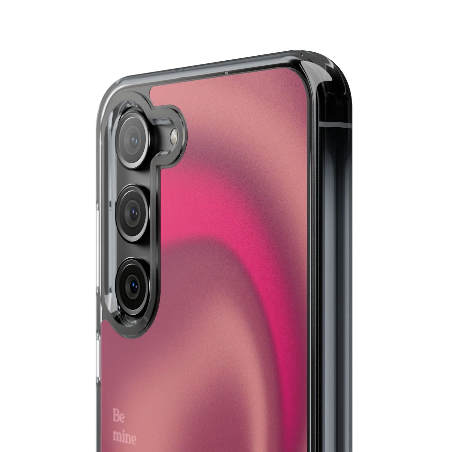 Clear Impact Phone Case — Pink Satin Swirl "Be mine" Design