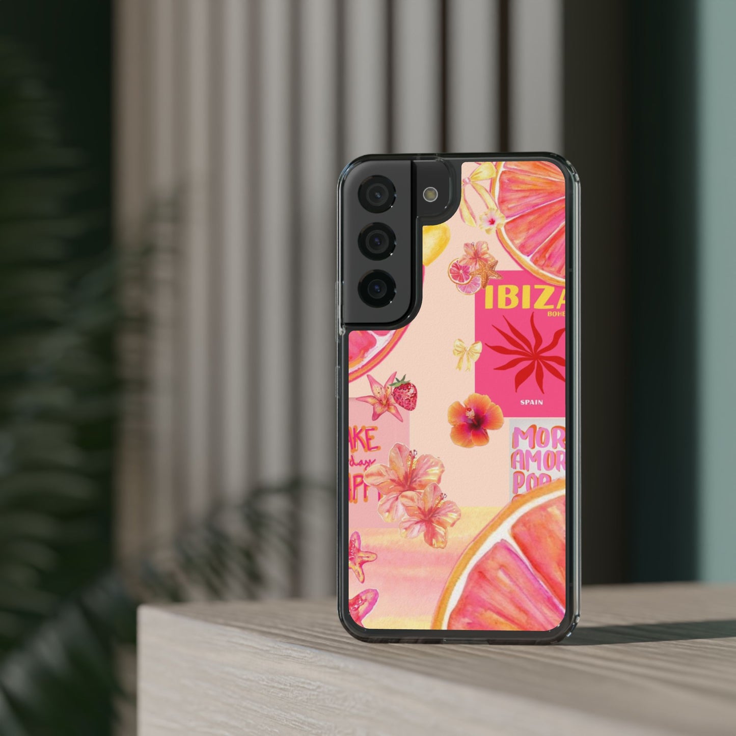 Clear Impact Phone Case — Pink Ibiza Citrus Floral Design
