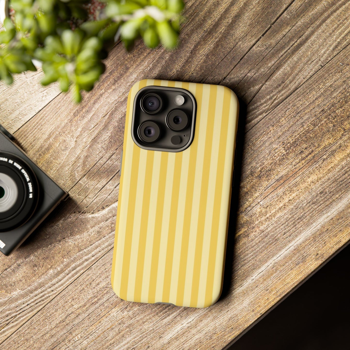 Yellow Stripe Tough Phone Case — Durable Protective iPhone Cover