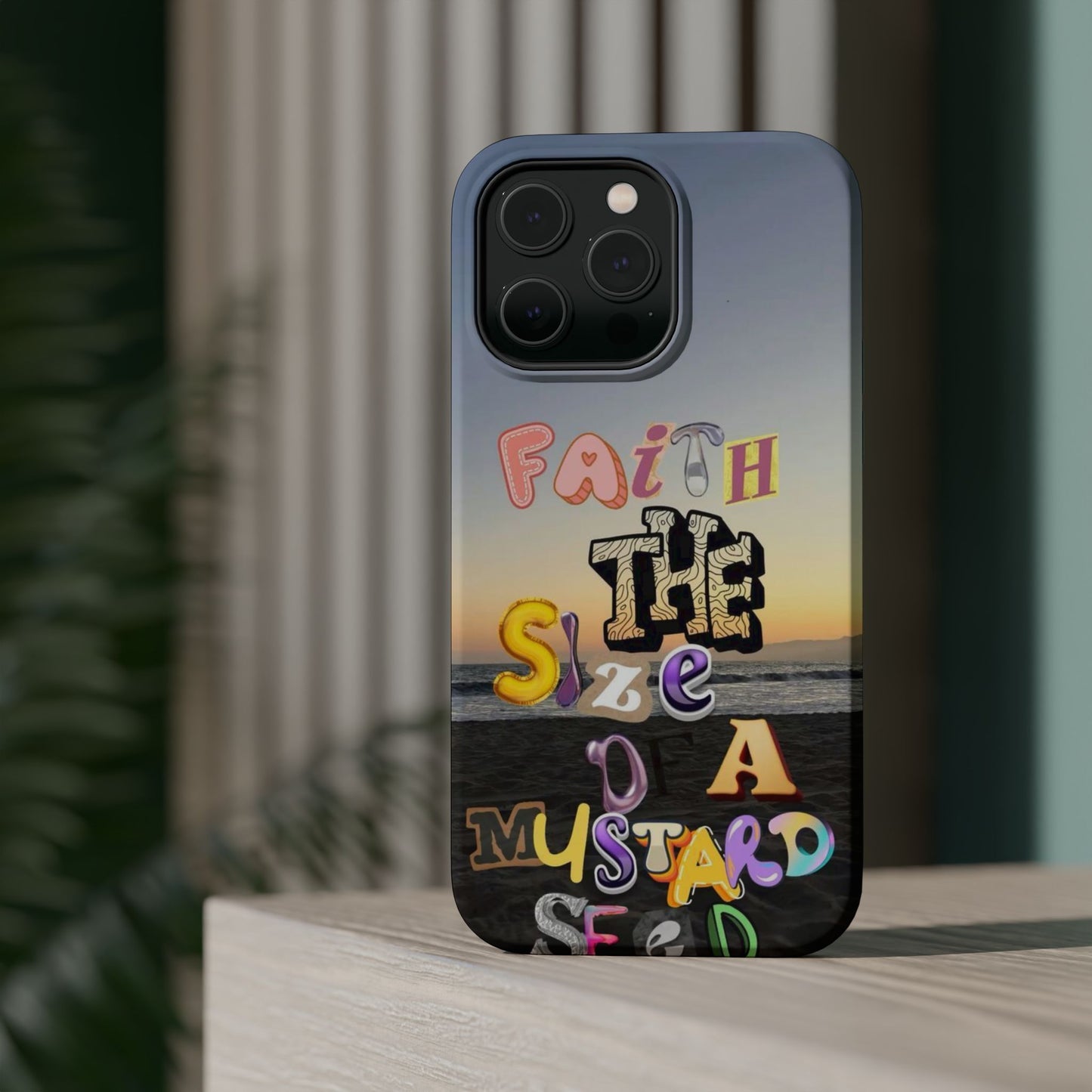 Magnetic Impact-Resistant Phone Case — "Faith the Size of a Mustard Seed" Sunset Design