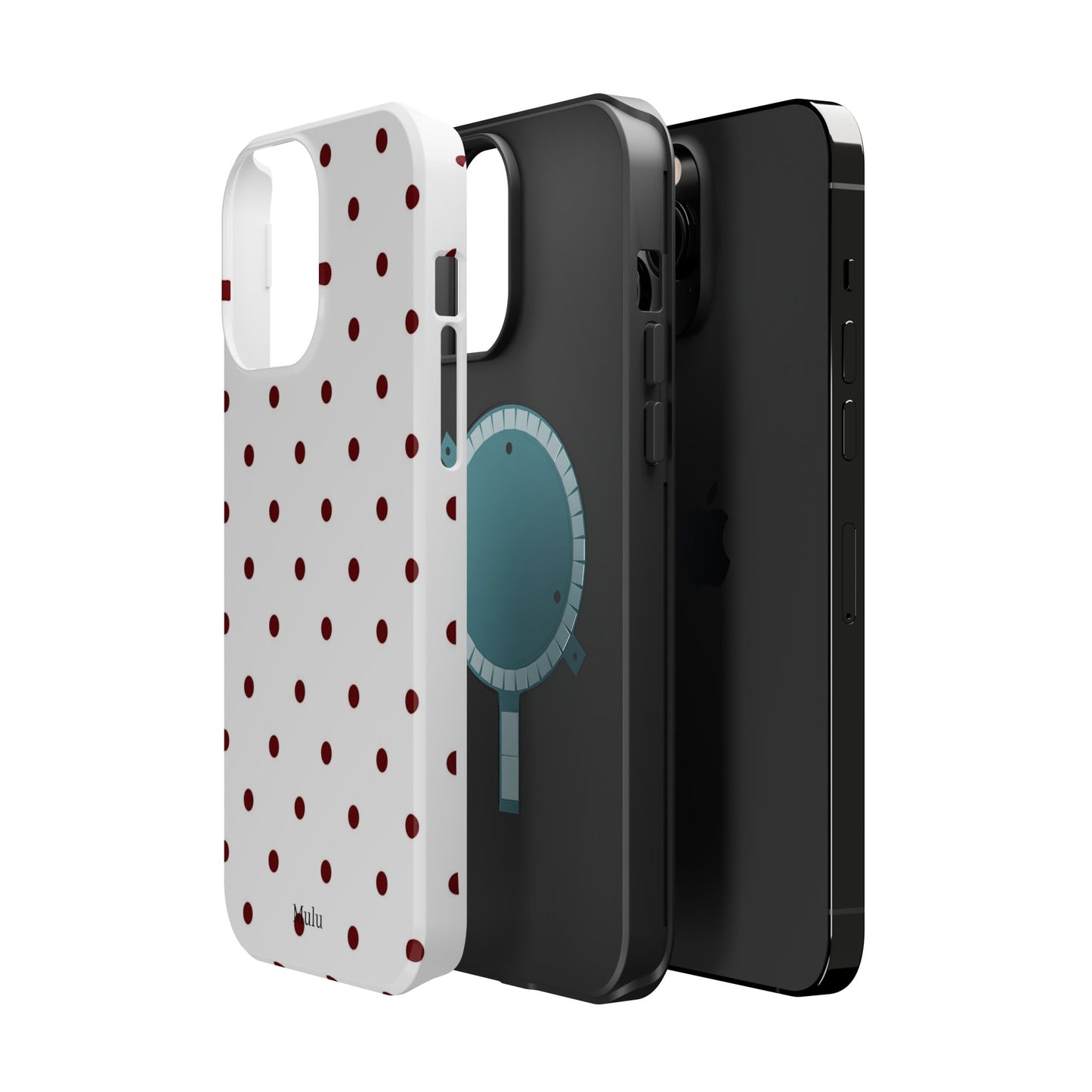 Polka Dot Magnetic Impact-Resistant Phone Case — Red Dots on White