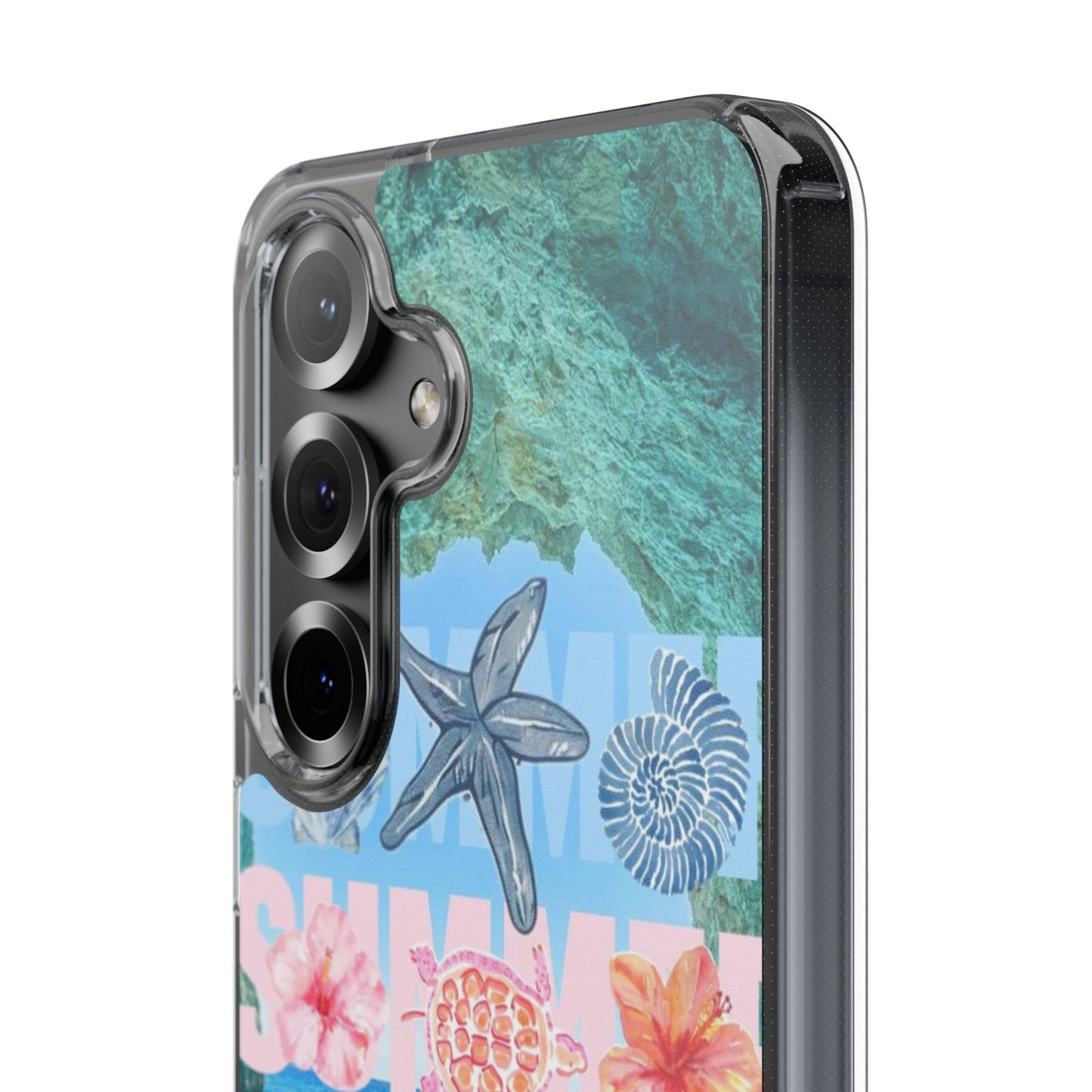 Clear Summer Beach Phone Case — Impact‑Resistant Tropical Design