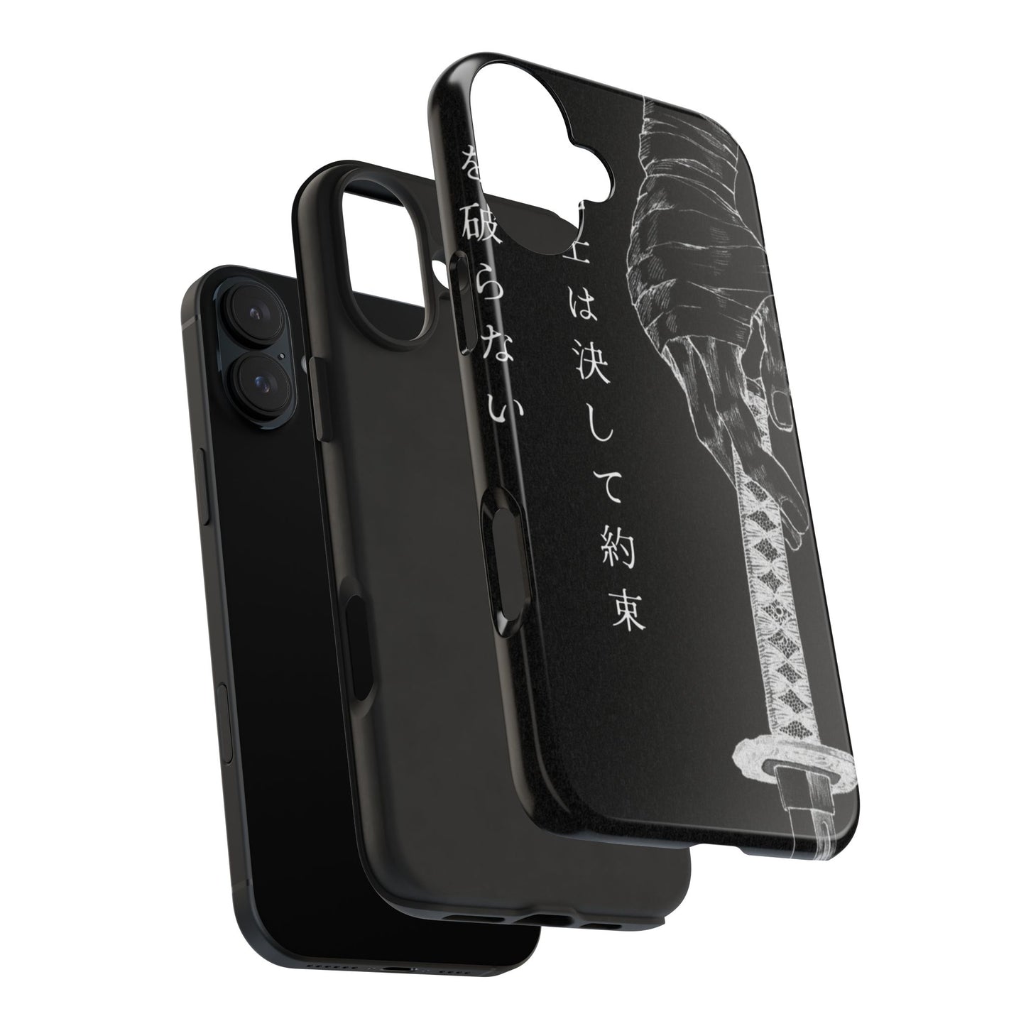 Samurai Vow Tough Phone Case — Black Katana Design with Japanese Text