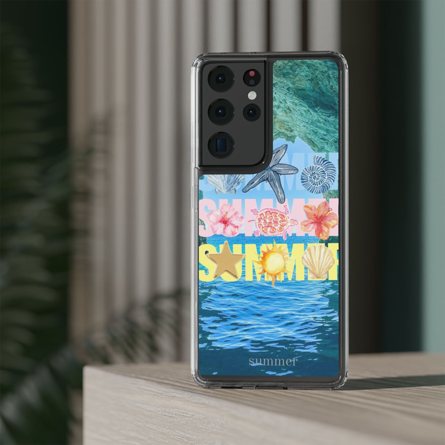 Clear Summer Beach Phone Case — Impact‑Resistant Tropical Design