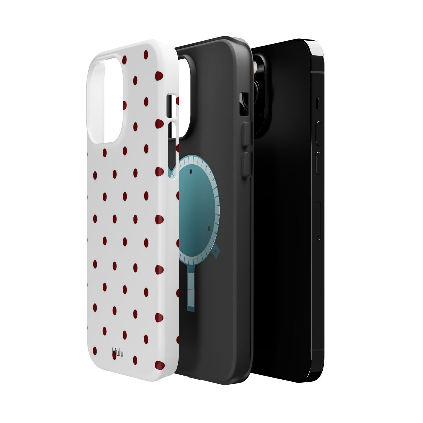 Polka Dot Magnetic Impact-Resistant Phone Case — Red Dots on White
