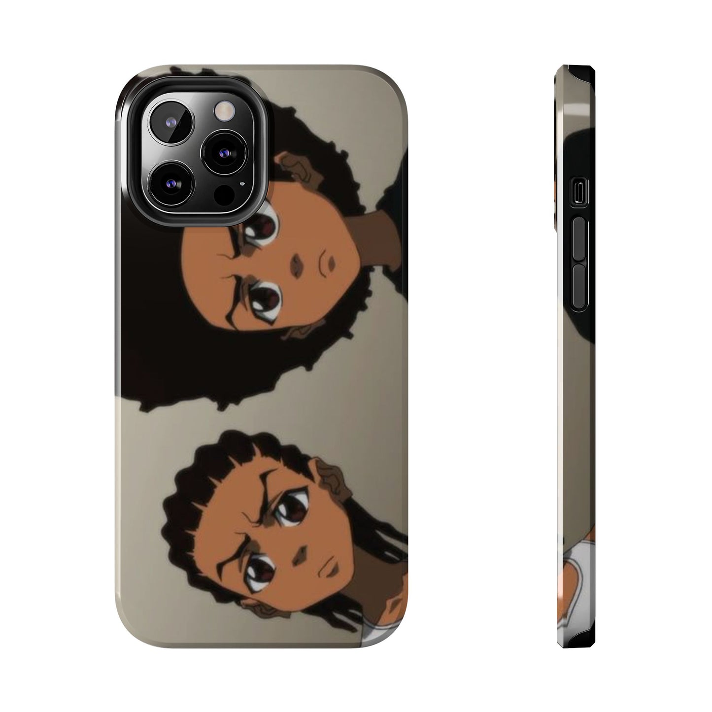 Tough Phone Case — Afro Anime Duo Face Design, Protective Shockproof Cover