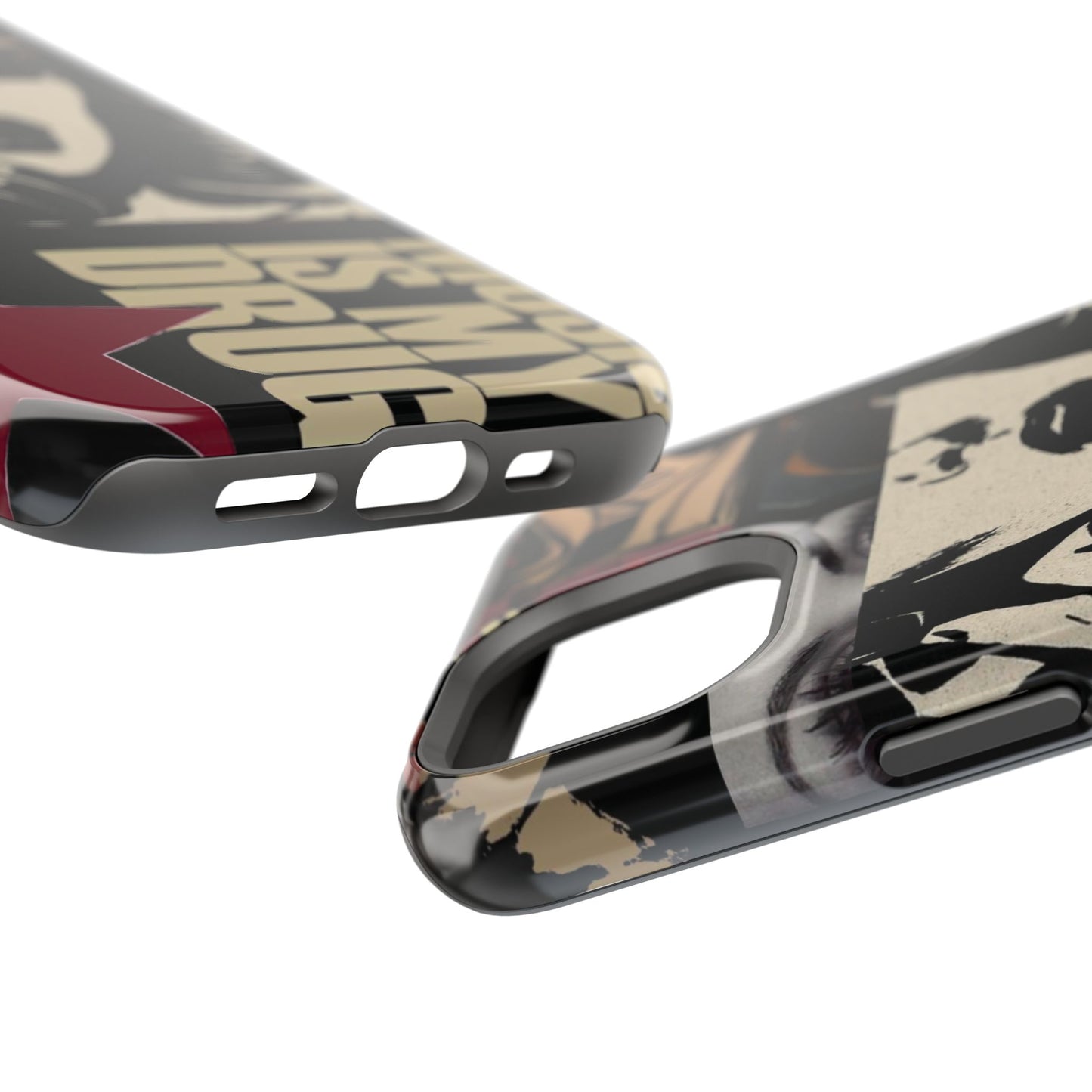 Magnetic Impact Phone Case — Retro Pop Art "Music Is My Drug" Design