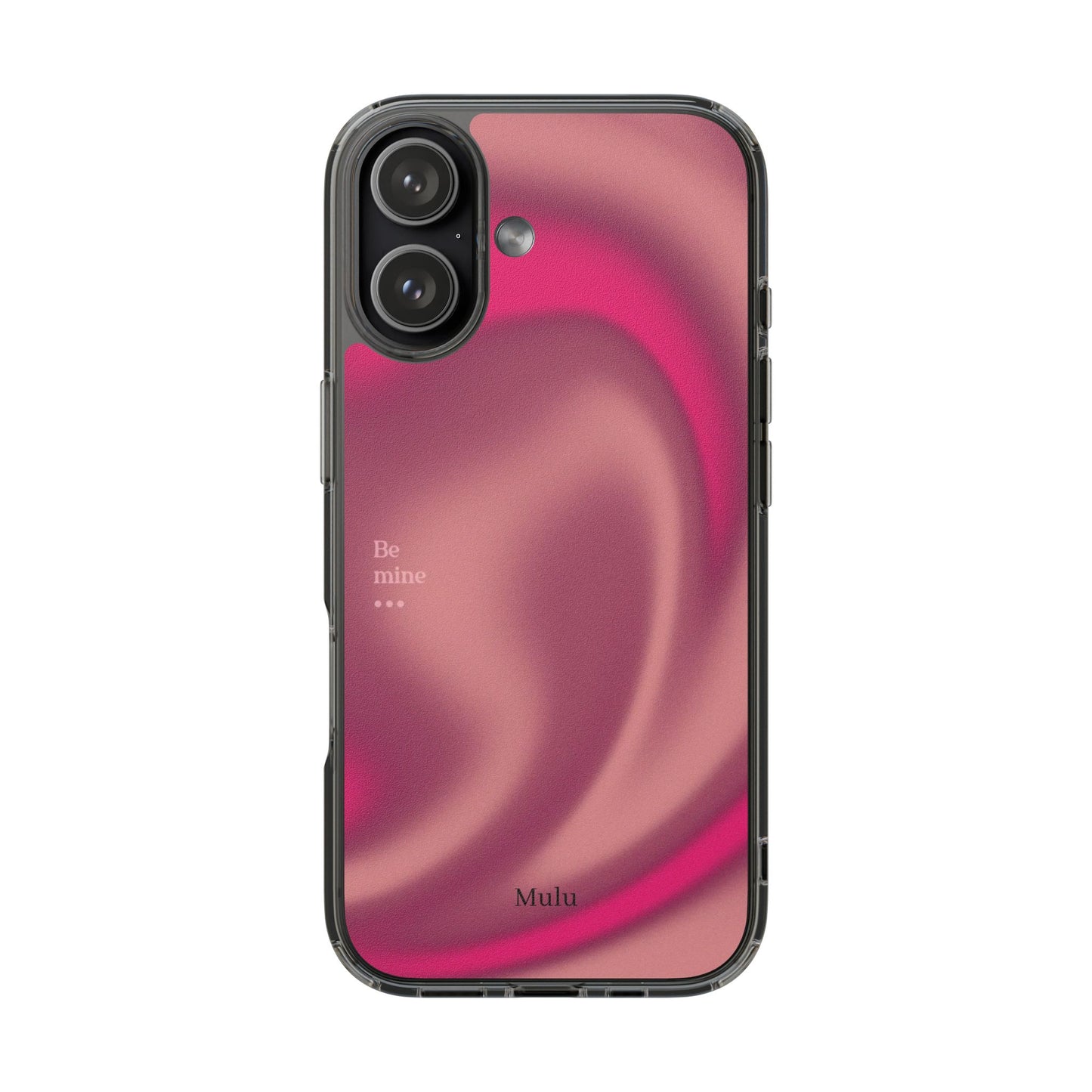 Clear Impact Phone Case — Pink Satin Swirl "Be mine" Design
