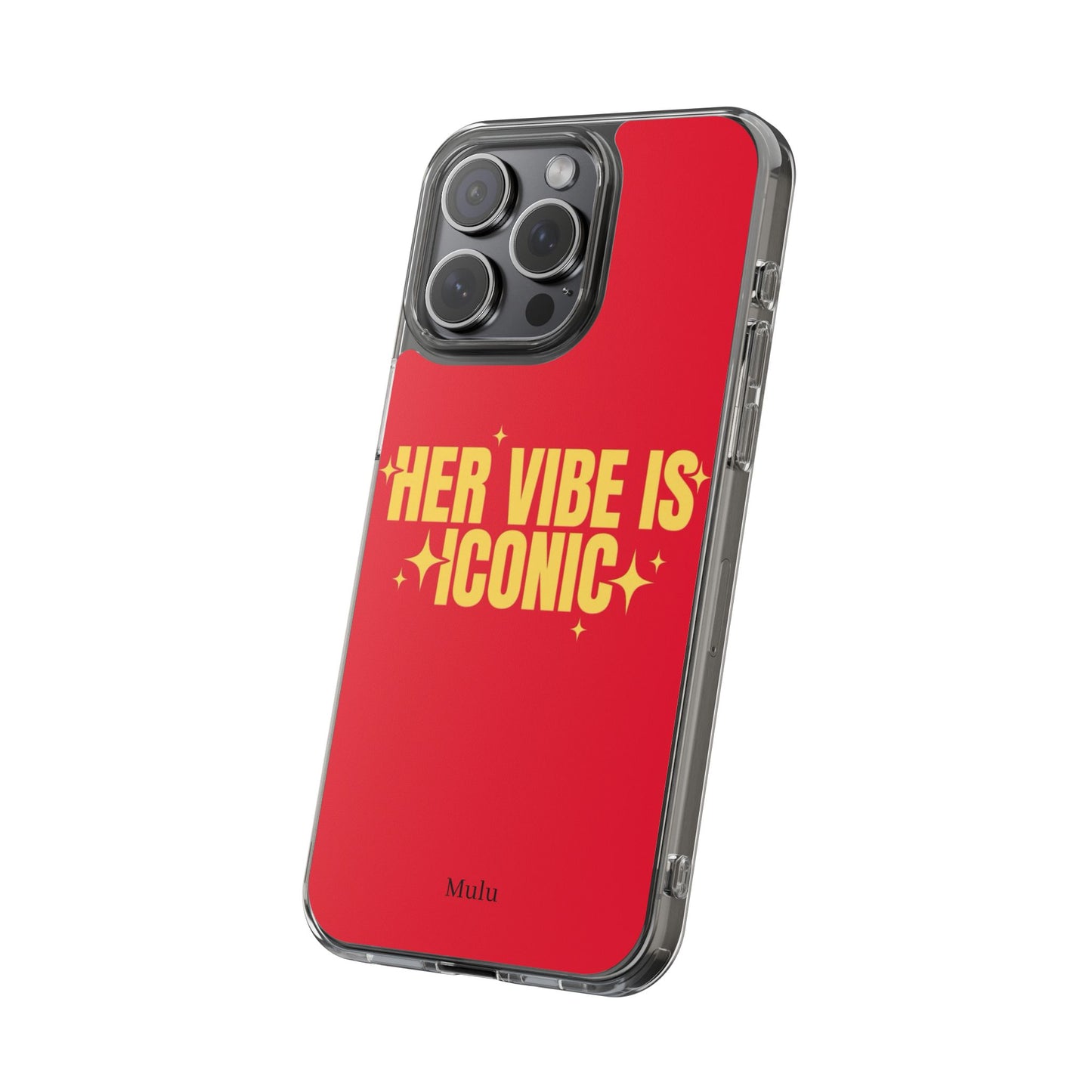 Clear Impact-Resistant Phone Case — "Her Vibe Is Iconic" Red Protective Cover