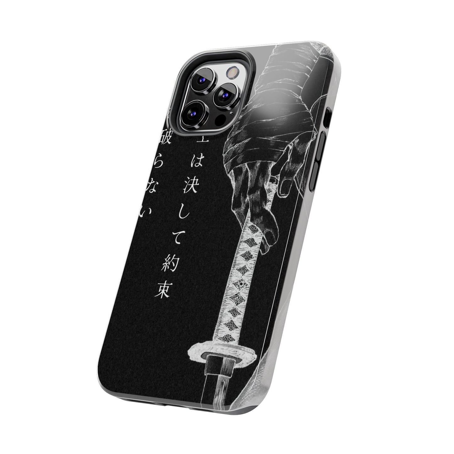Samurai Vow Tough Phone Case — Black Katana Design with Japanese Text
