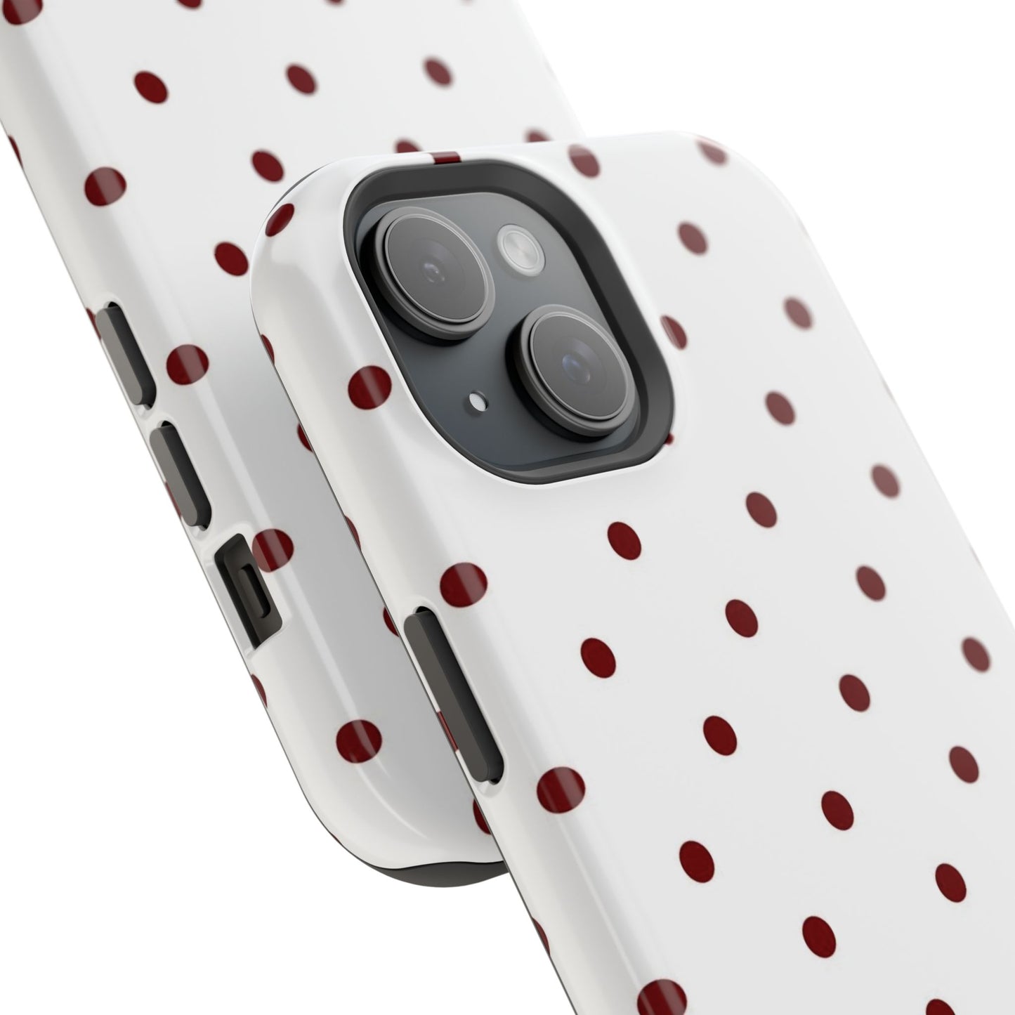 Polka Dot Magnetic Impact-Resistant Phone Case — Red Dots on White