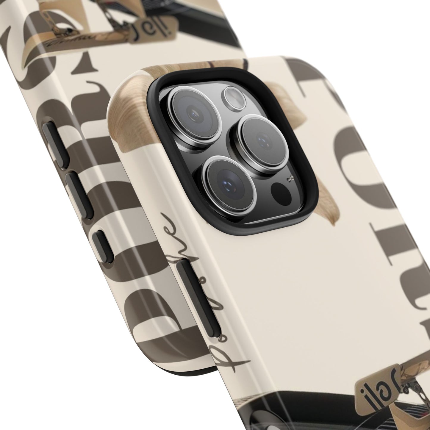 Tough Phone Case — Beige Sports Car Design with 'Tourist' Typography