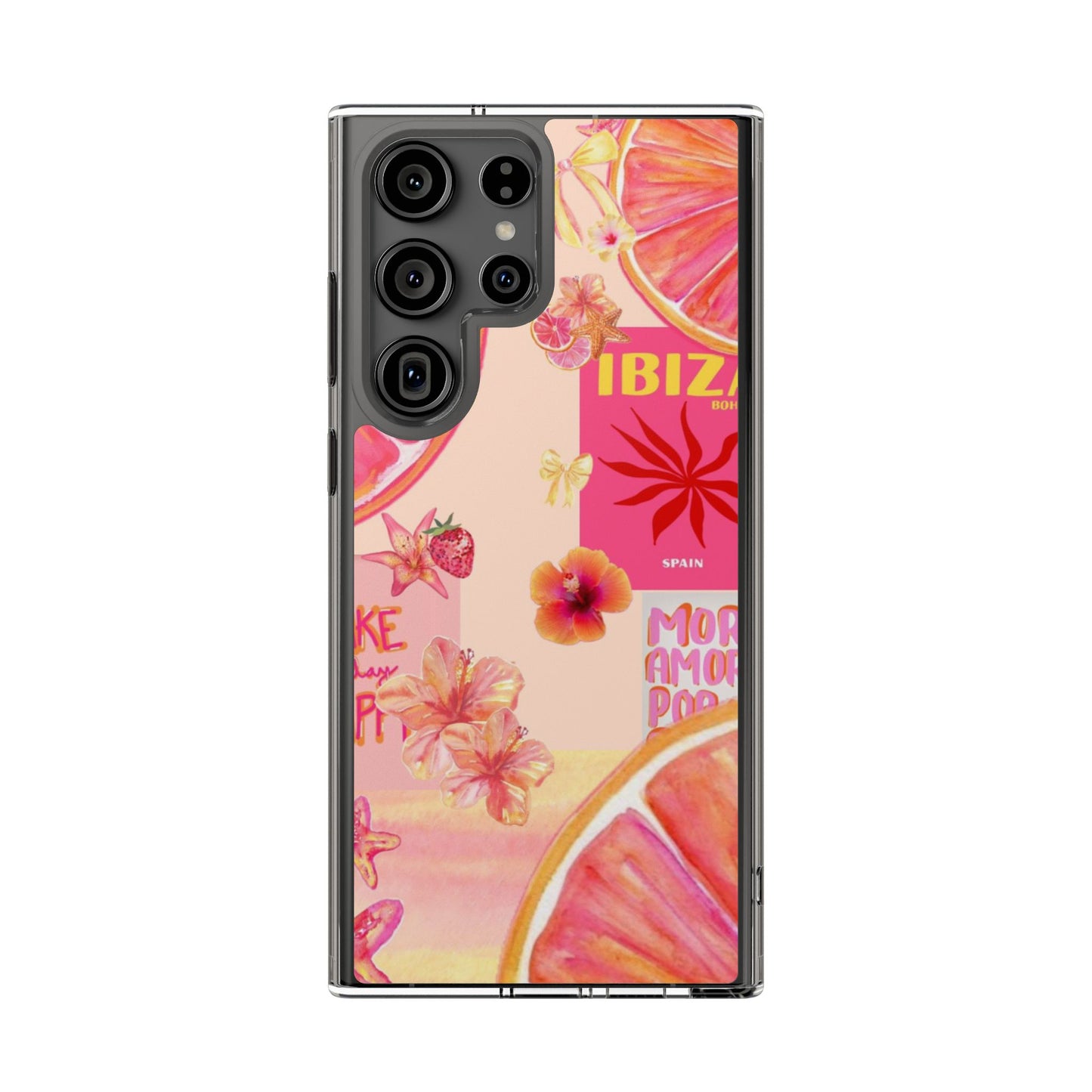 Clear Impact Phone Case — Pink Ibiza Citrus Floral Design