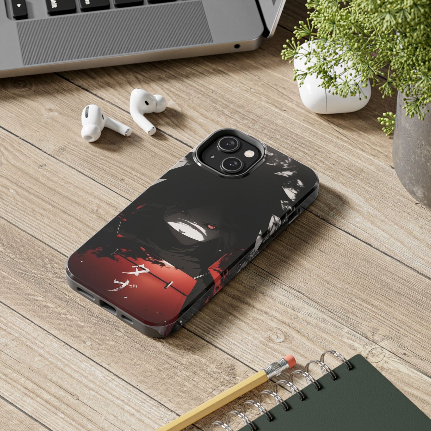 Anime Dark Ninja Phone Case — Red Eye Silhouette Tough Phone Case