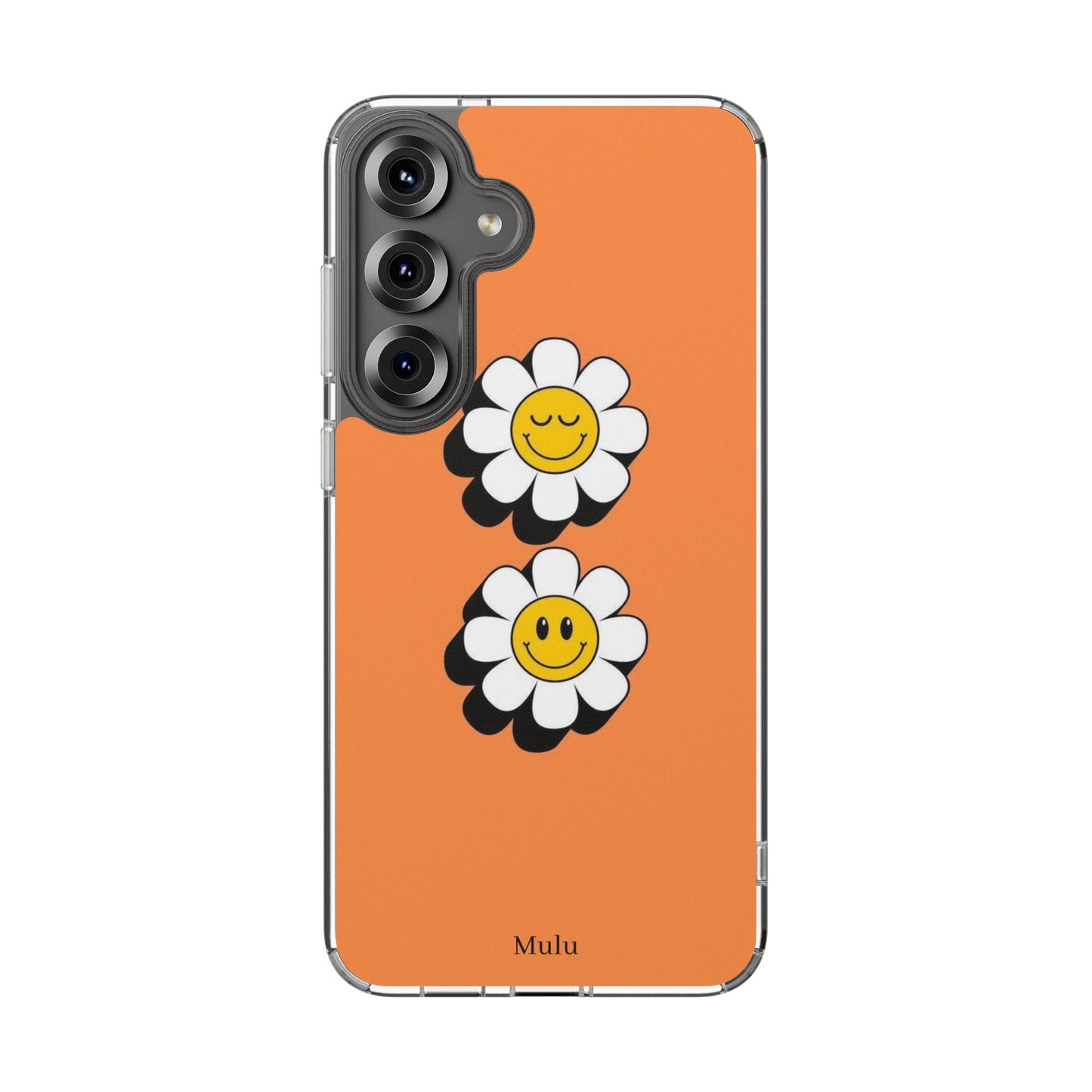 Phone Case — Orange Smiley Daisy Clear Impact‑Resistant Case