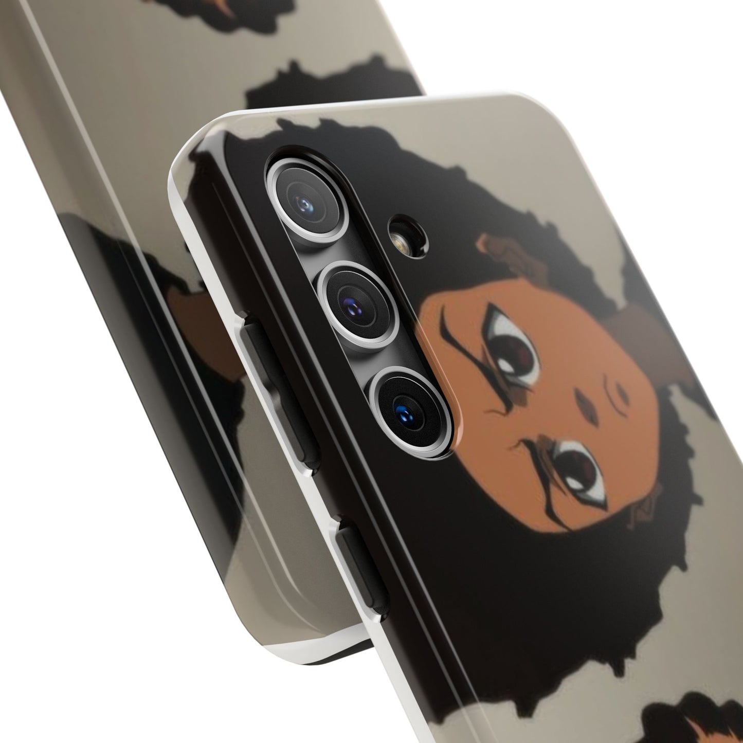 Tough Phone Case — Afro Anime Duo Face Design, Protective Shockproof Cover