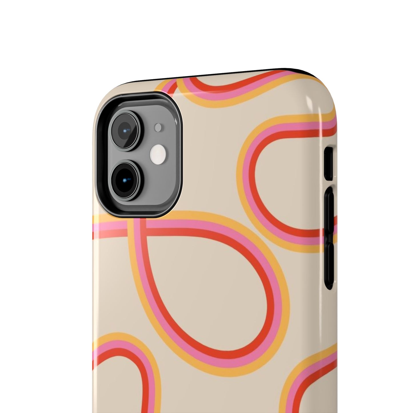 Retro Swirl Tough Phone Case — Beige Pink Orange Abstract Protection