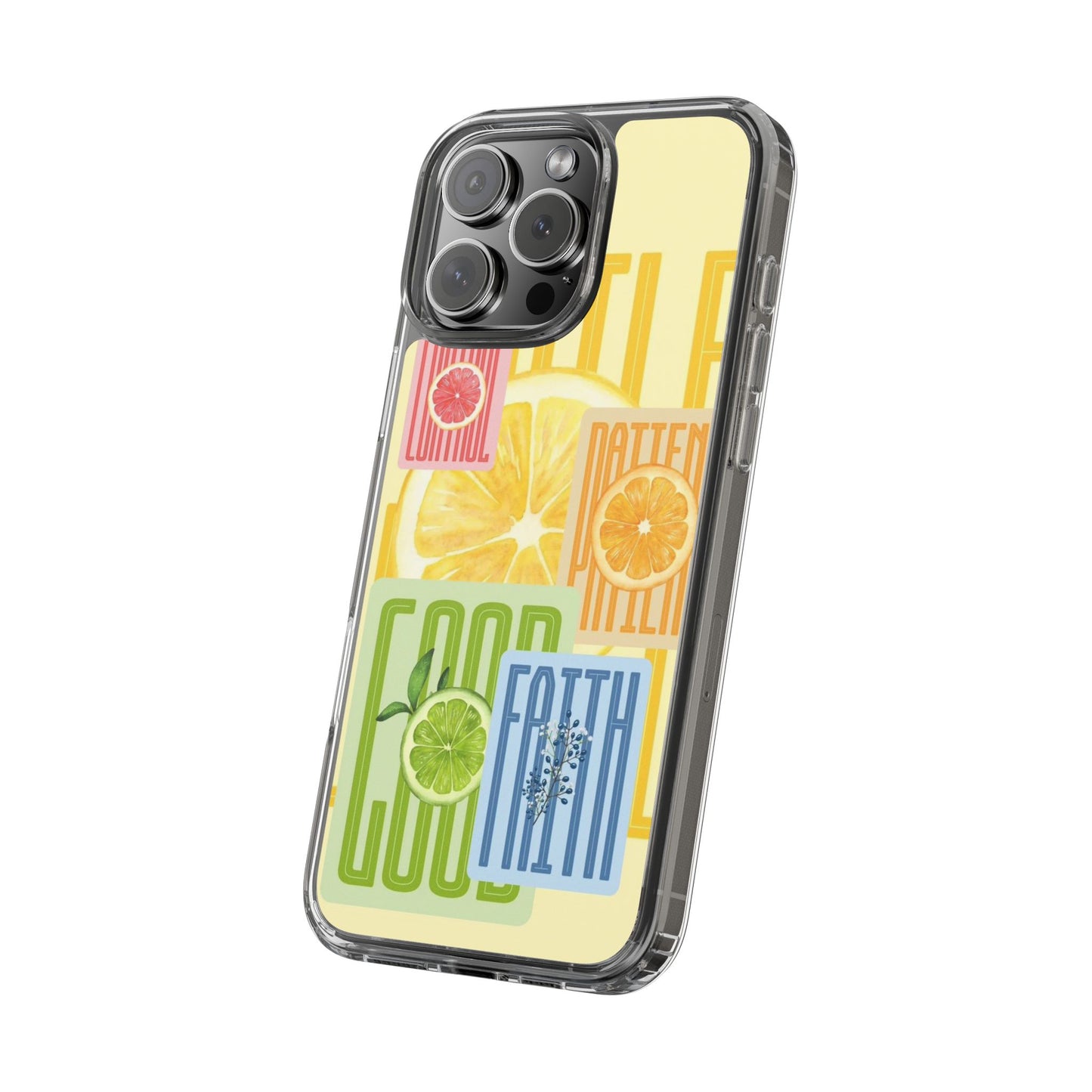 Clear Phone Case — Citrus Fruit Typography "Good Faith" Design