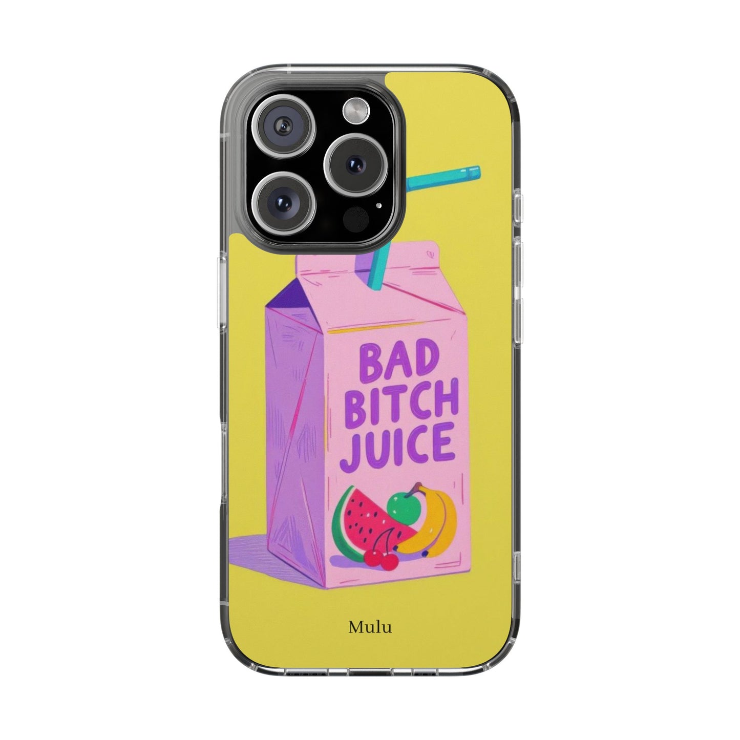 Clear Impact-Resistant Phone Case — "Bad Bitch Juice" Cartoon Juice Box Design