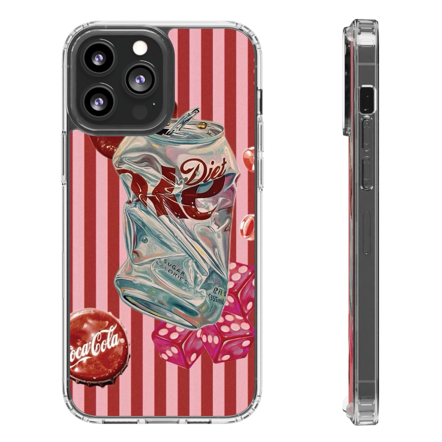 Diet Cola Crush Clear Phone Case – Retro Soda Pop Design