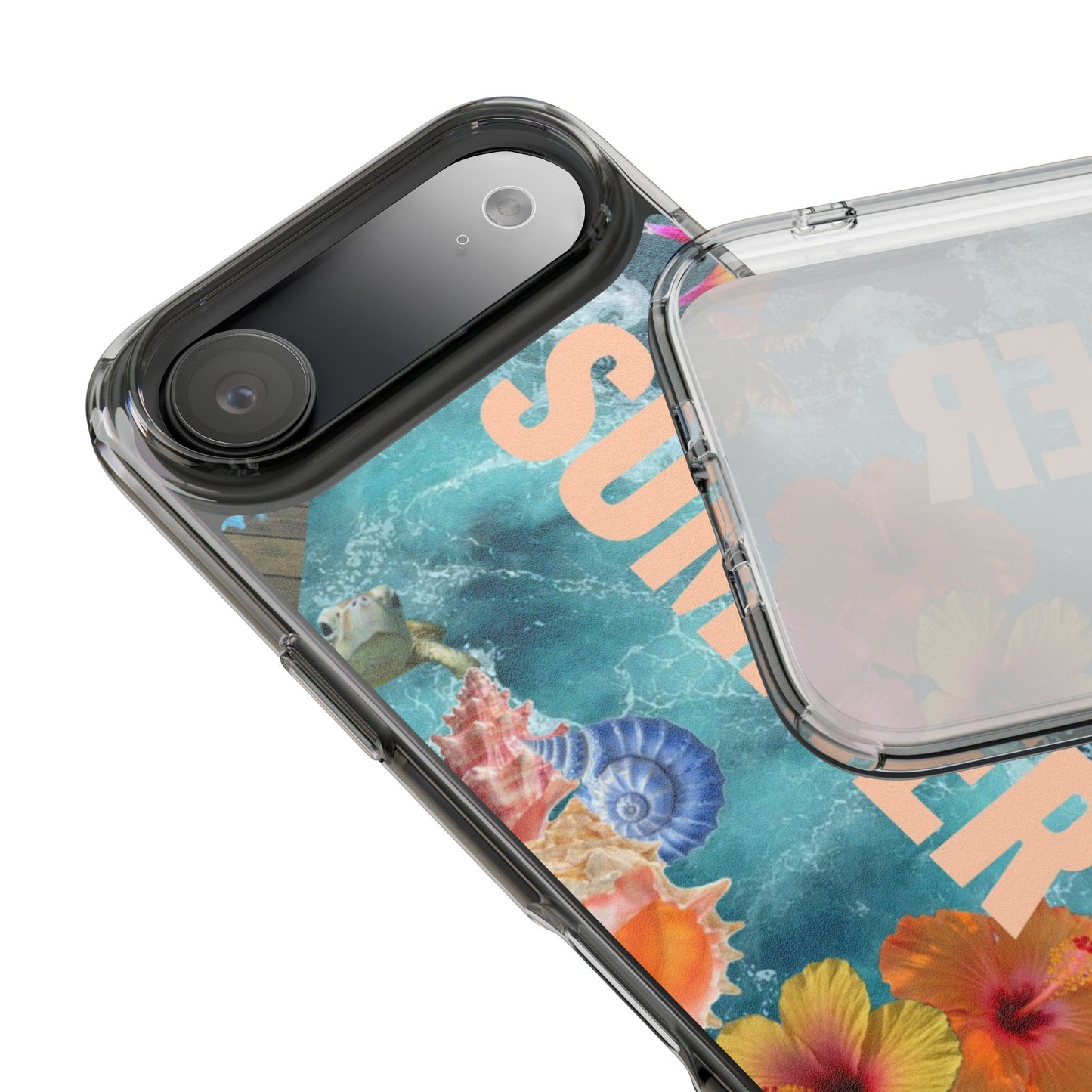 Summer Floral Clear Impact Phone Case — "SUMMER" Tropical Hibiscus Design