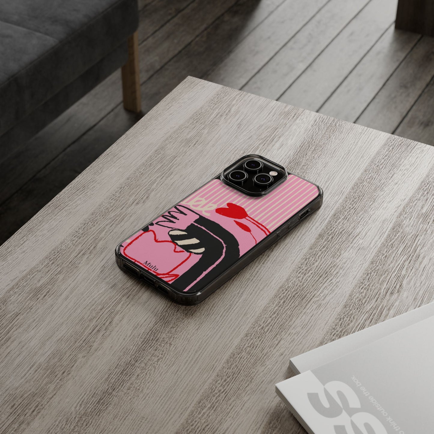 Clear Impact-Resistant Case — Pink Cute Heart Cartoon Design