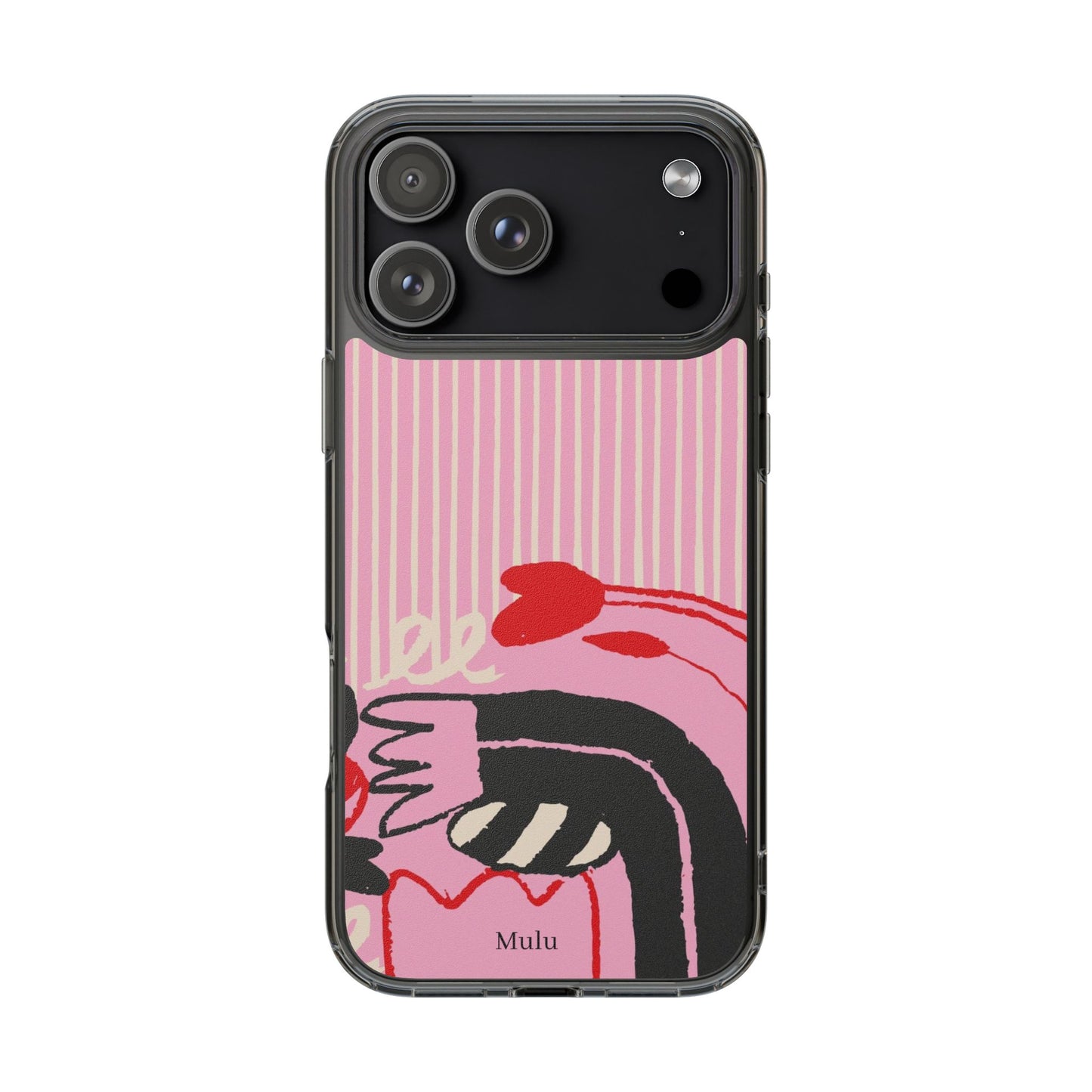 Clear Impact-Resistant Case — Pink Cute Heart Cartoon Design