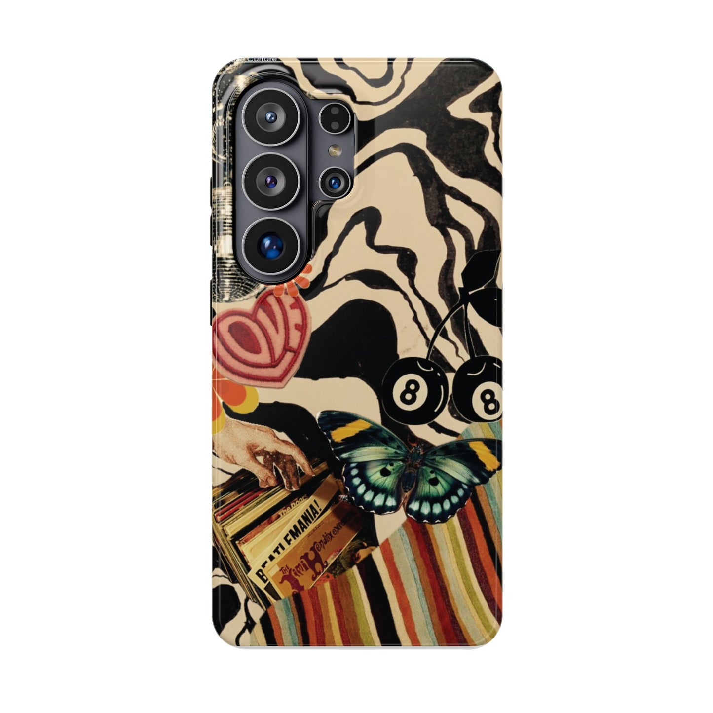 Phone Case — Retro Collage Magnetic Impact-Resistant Case with Butterfly & Zebra Print