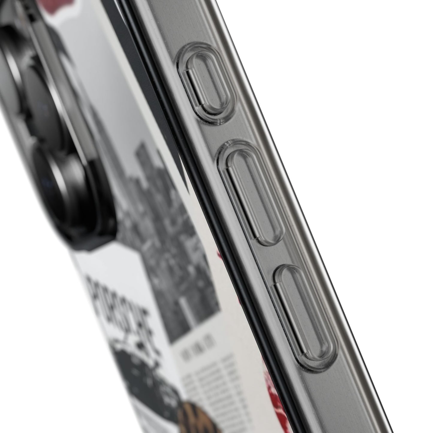Clear Impact-Resistant Phone Case — Collage Luxury Leopard & Vintage Car Design
