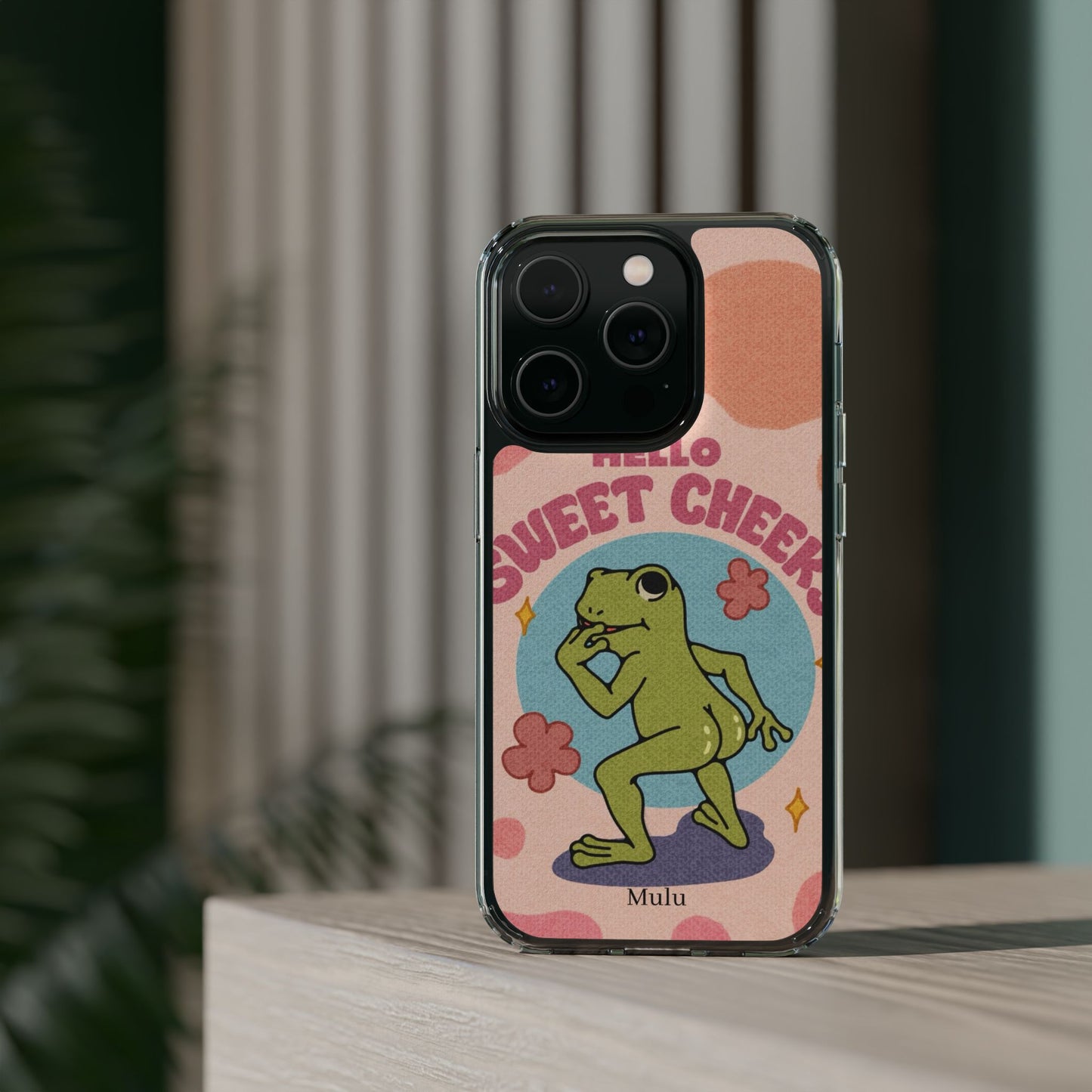 Clear Impact Phone Case — "Hello Sweet Cheeks" Retro Frog Design