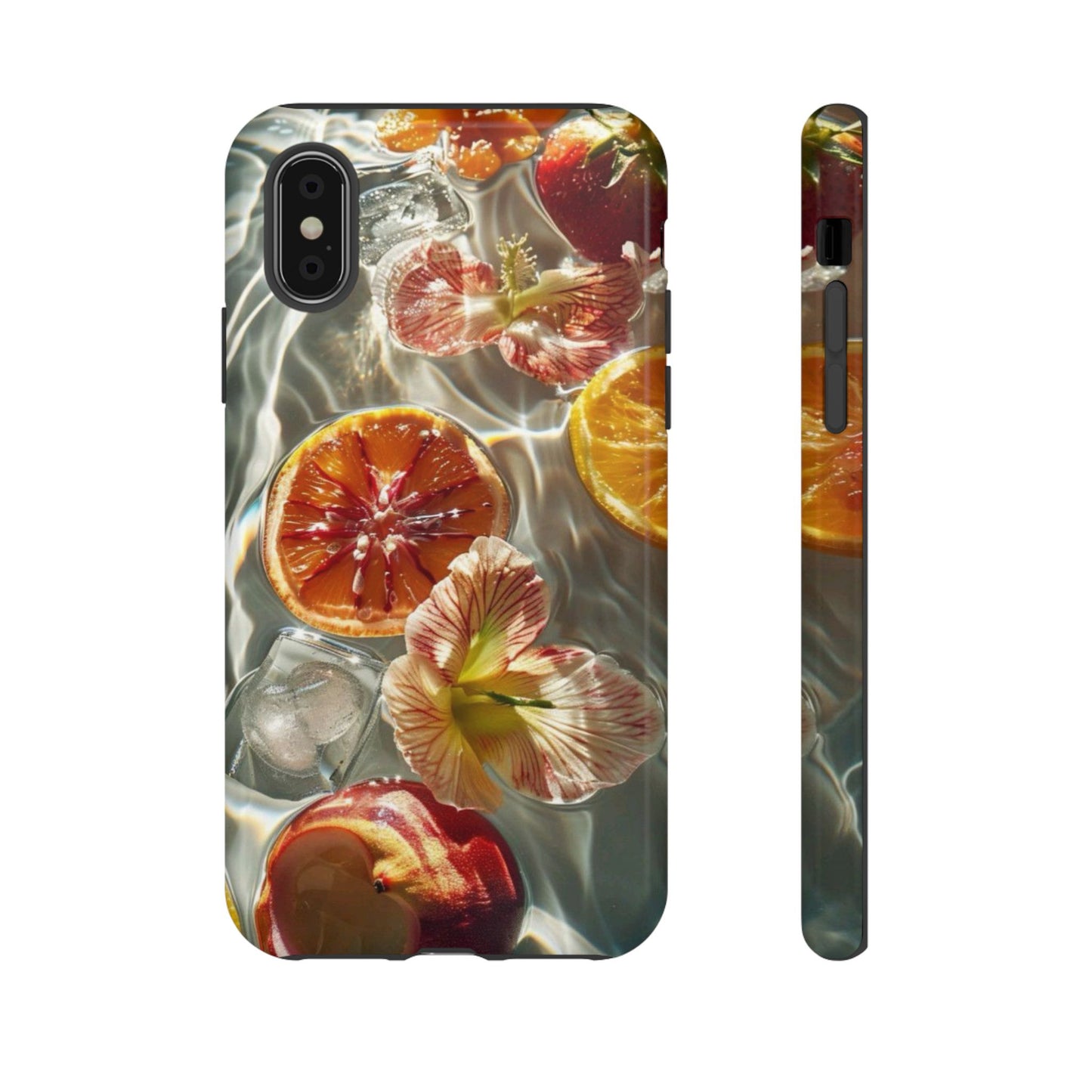 Citrus & Hibiscus Protective Phone Case – Summer Fruit Water Print Tough Case