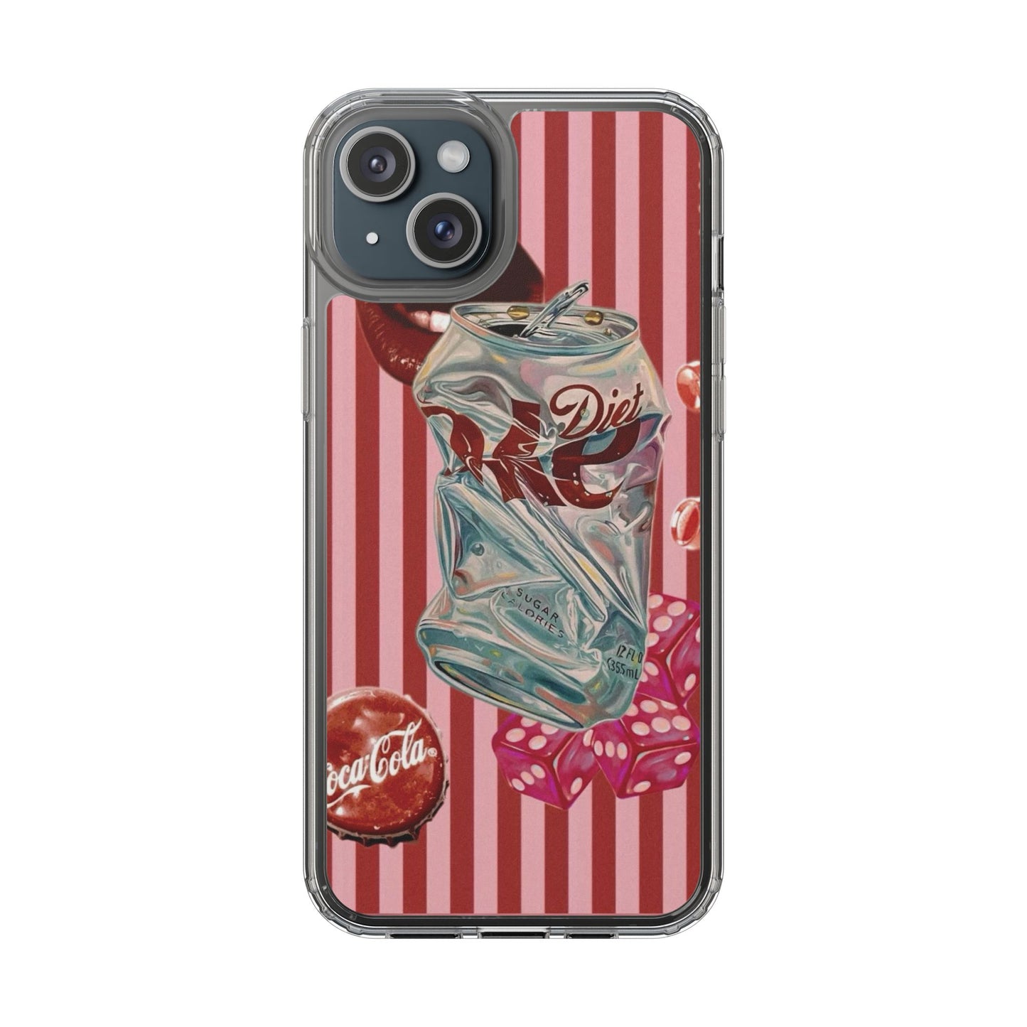 Diet Cola Crush Clear Phone Case – Retro Soda Pop Design