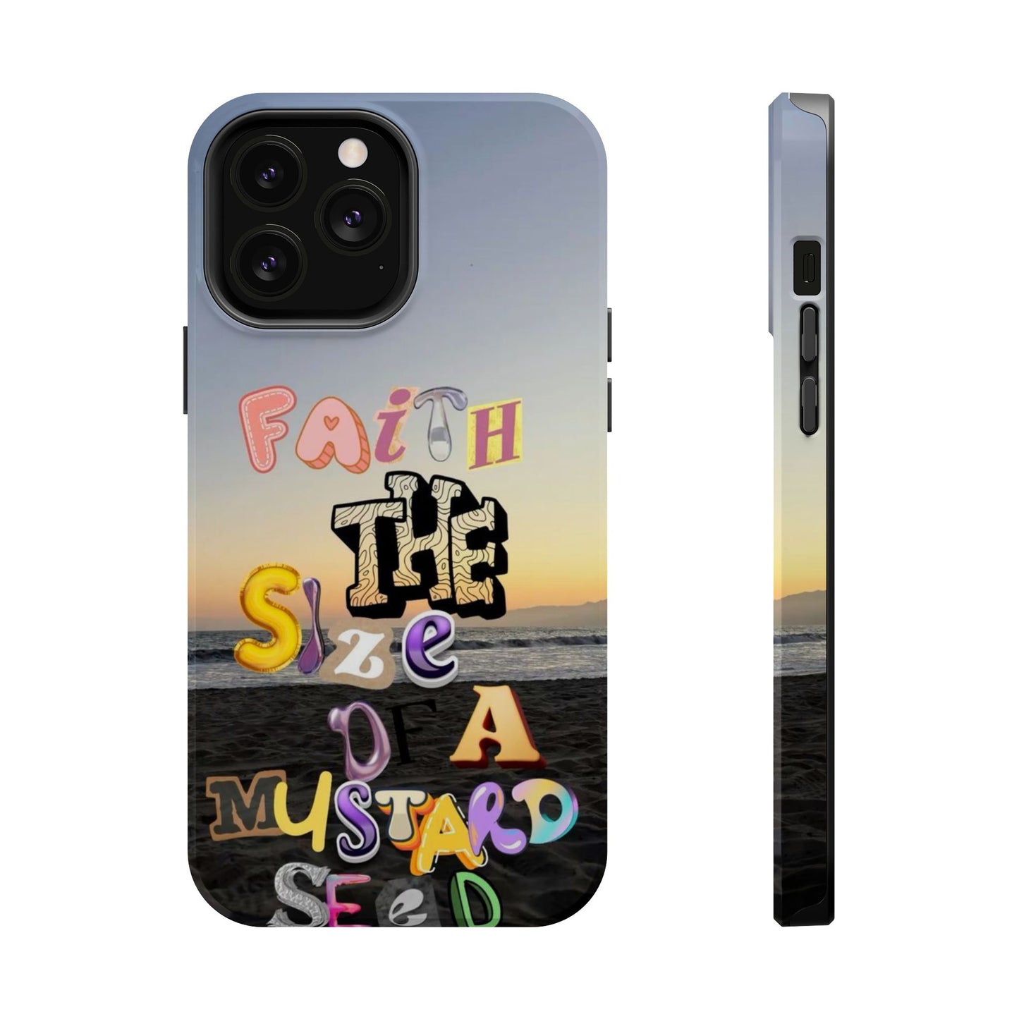 Magnetic Impact-Resistant Phone Case — "Faith the Size of a Mustard Seed" Sunset Design