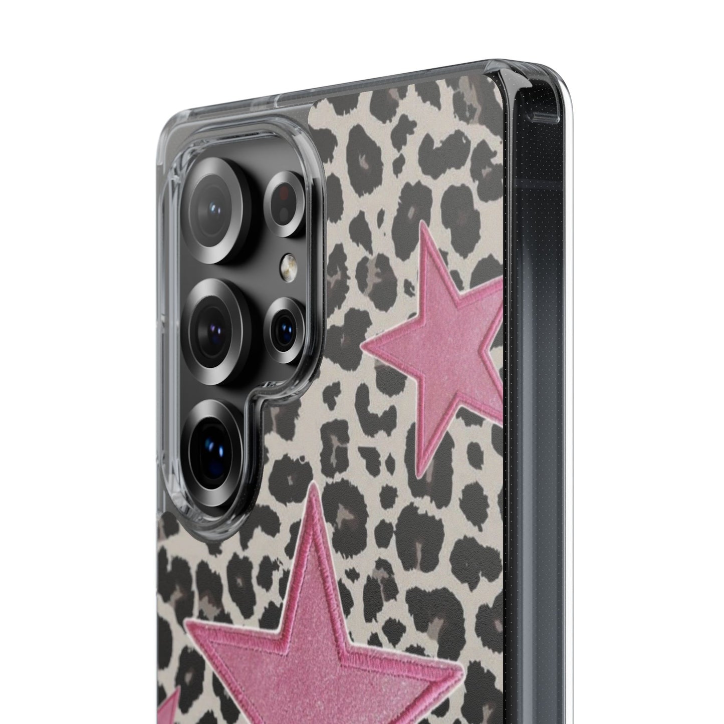 Pink Star Leopard Clear Impact Phone Case