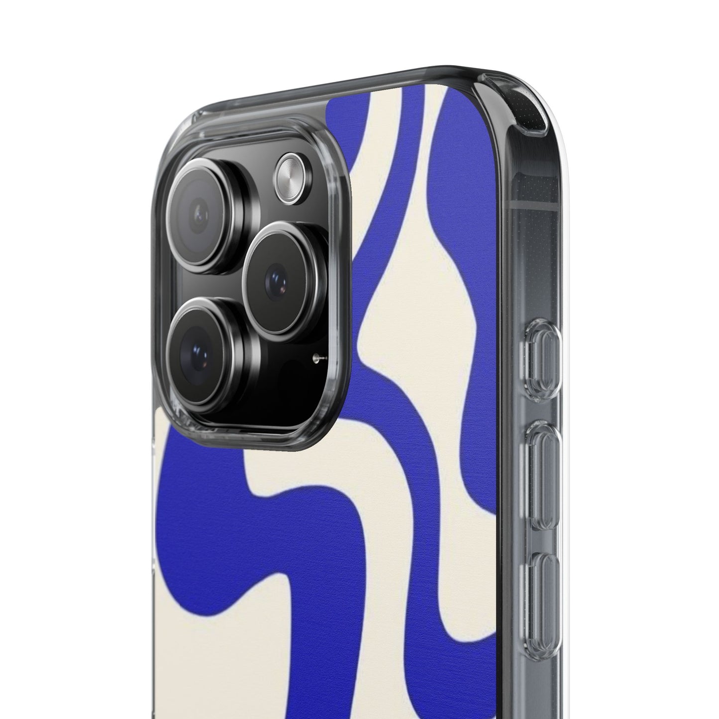 Clear Impact-Resistant Case — Blue Abstract Wavy Pattern