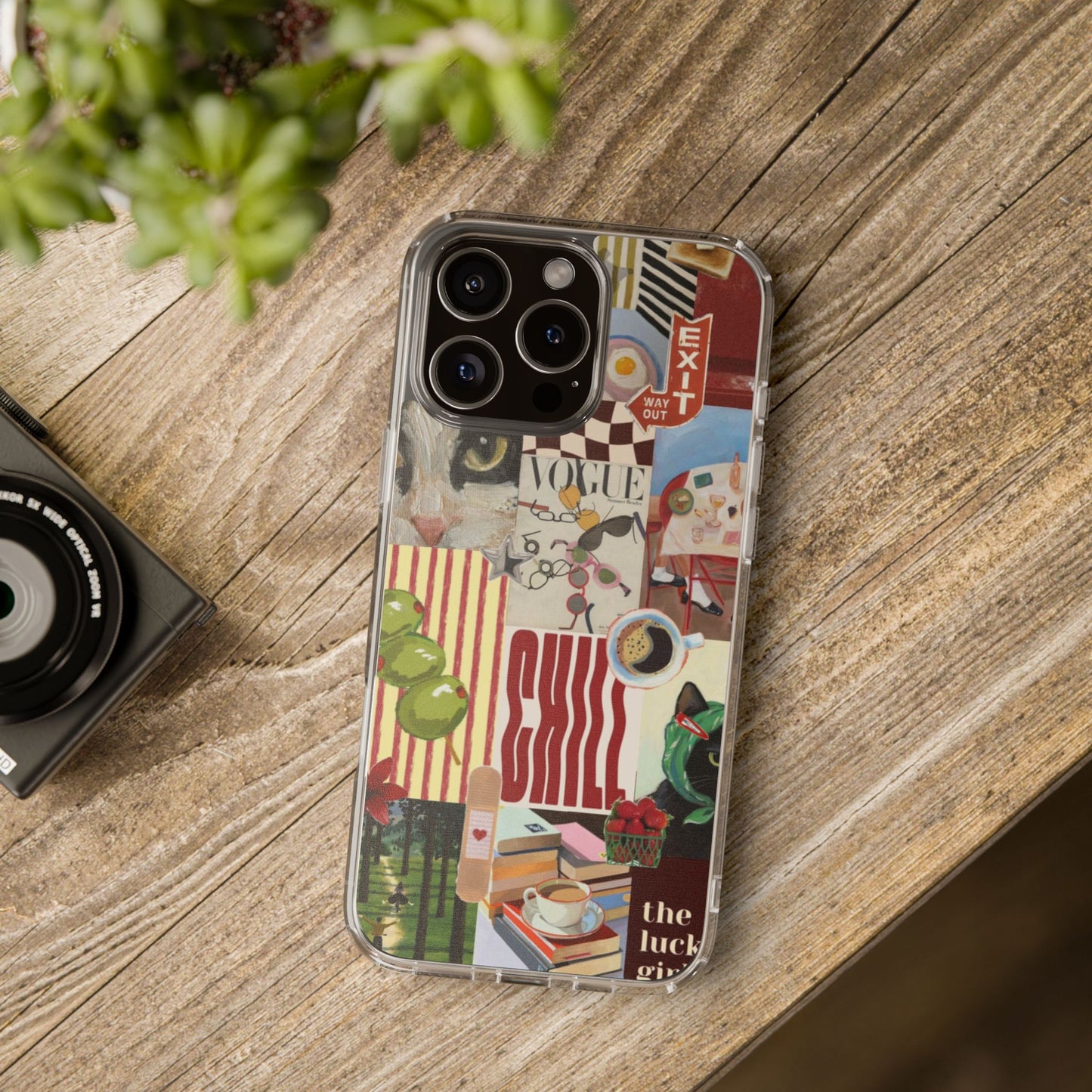 Collage Vintage Aesthetic Clear Impact-Resistant Phone Case